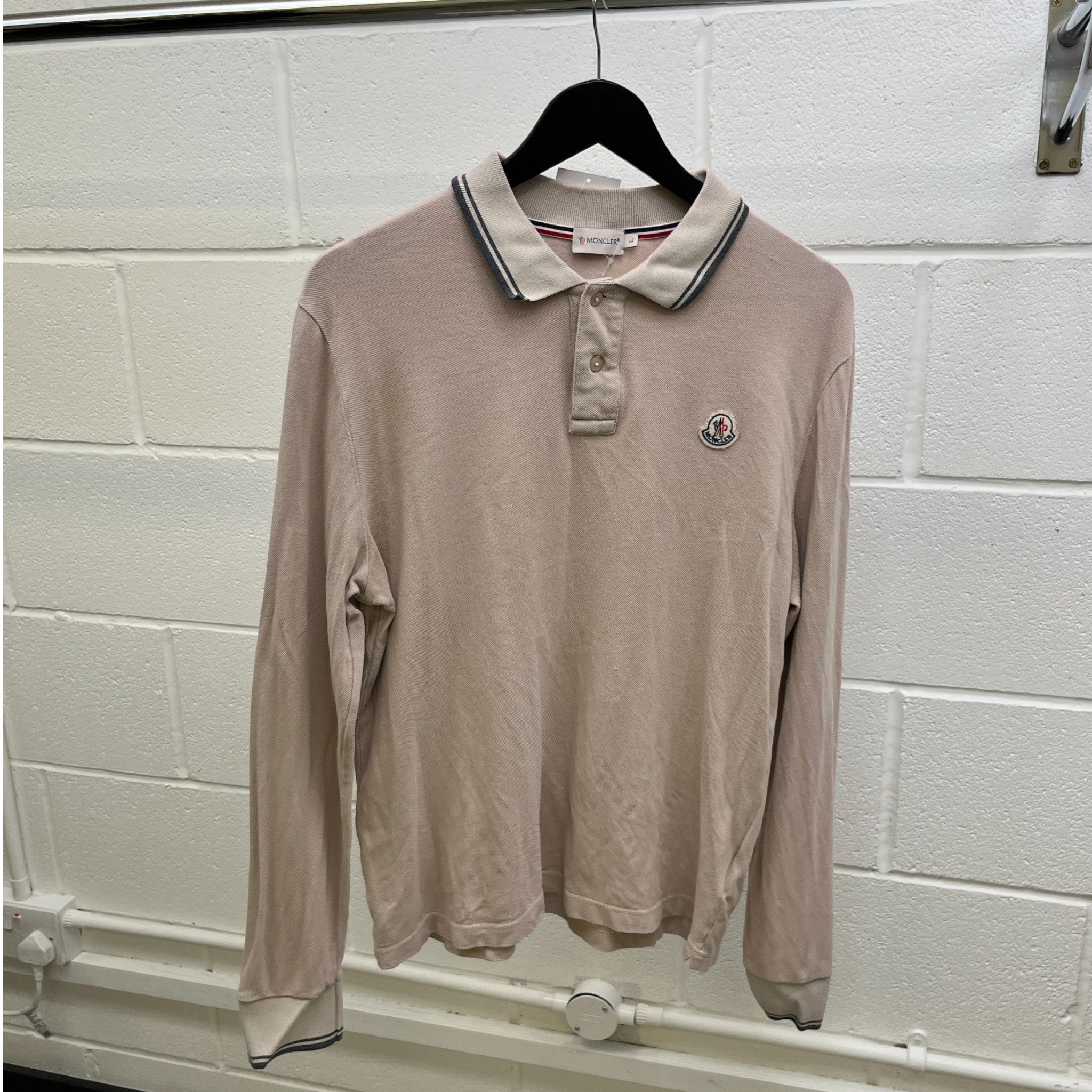 Men's Maglia Manica Lunga Polo Shirt Beige Size L