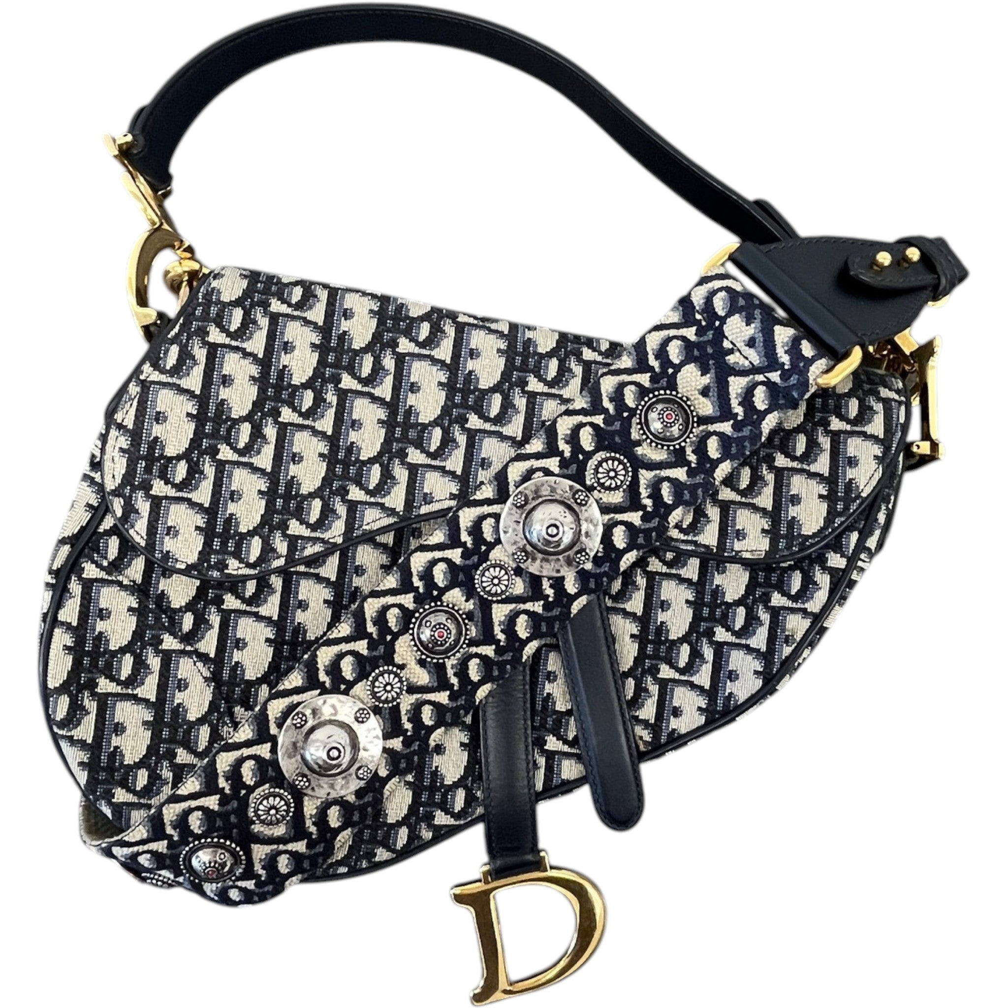 Women's Oblique Saddle Handbag Navy