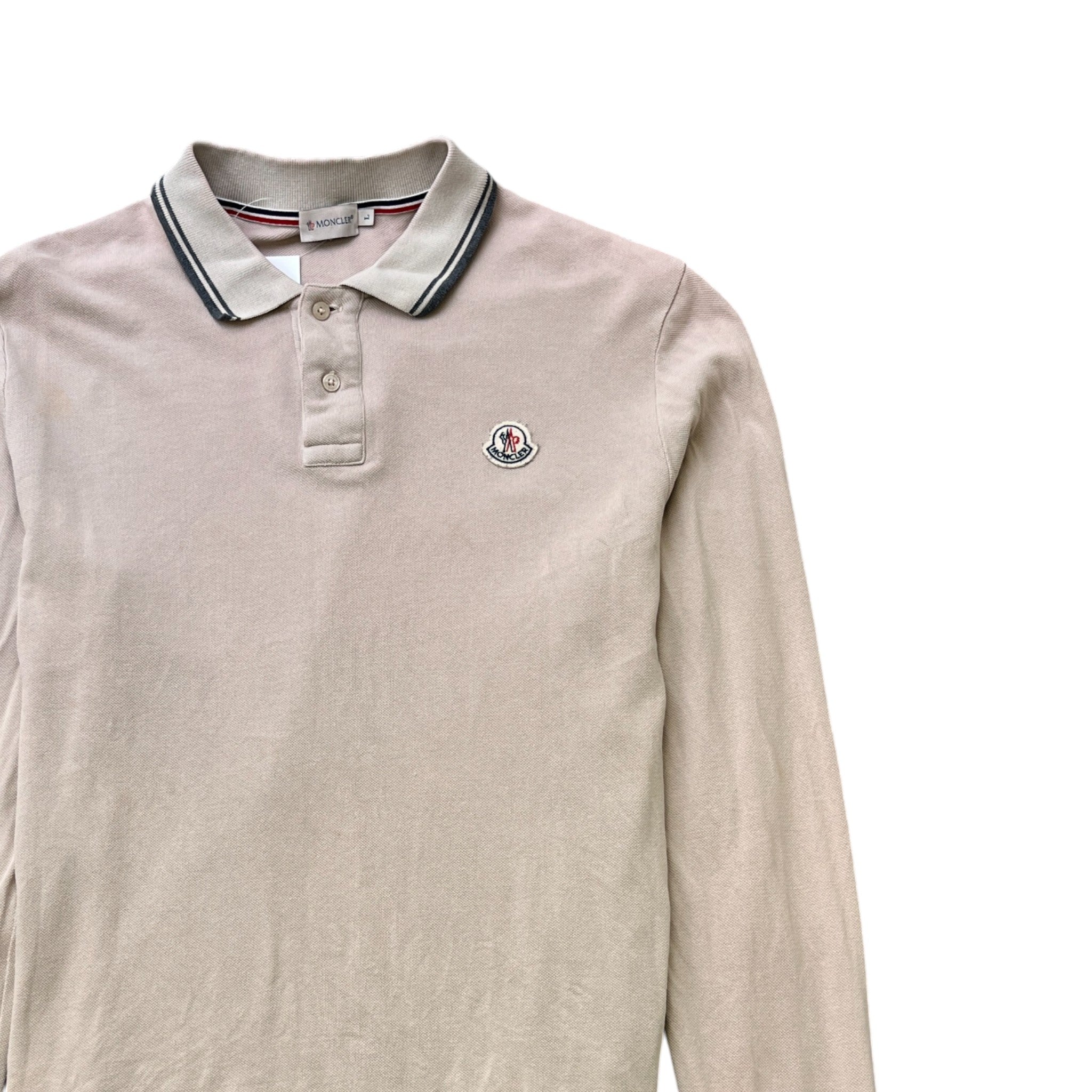 Men's Maglia Manica Lunga Polo Shirt Beige Size L