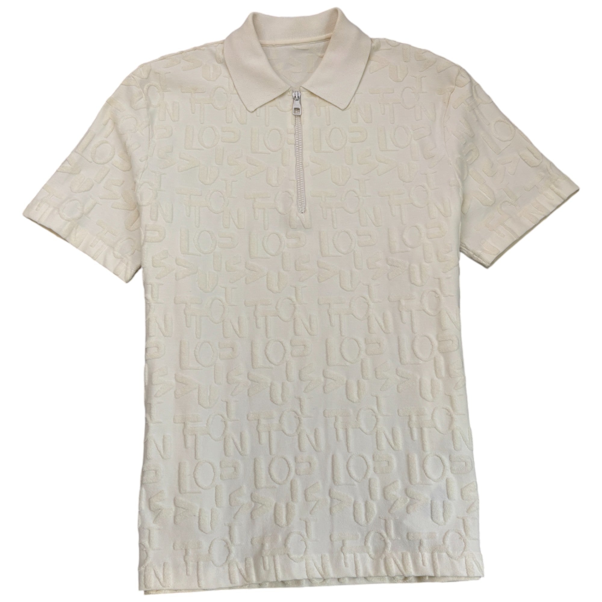 Men's Logo Print Towelling Polo Shirt White Size M