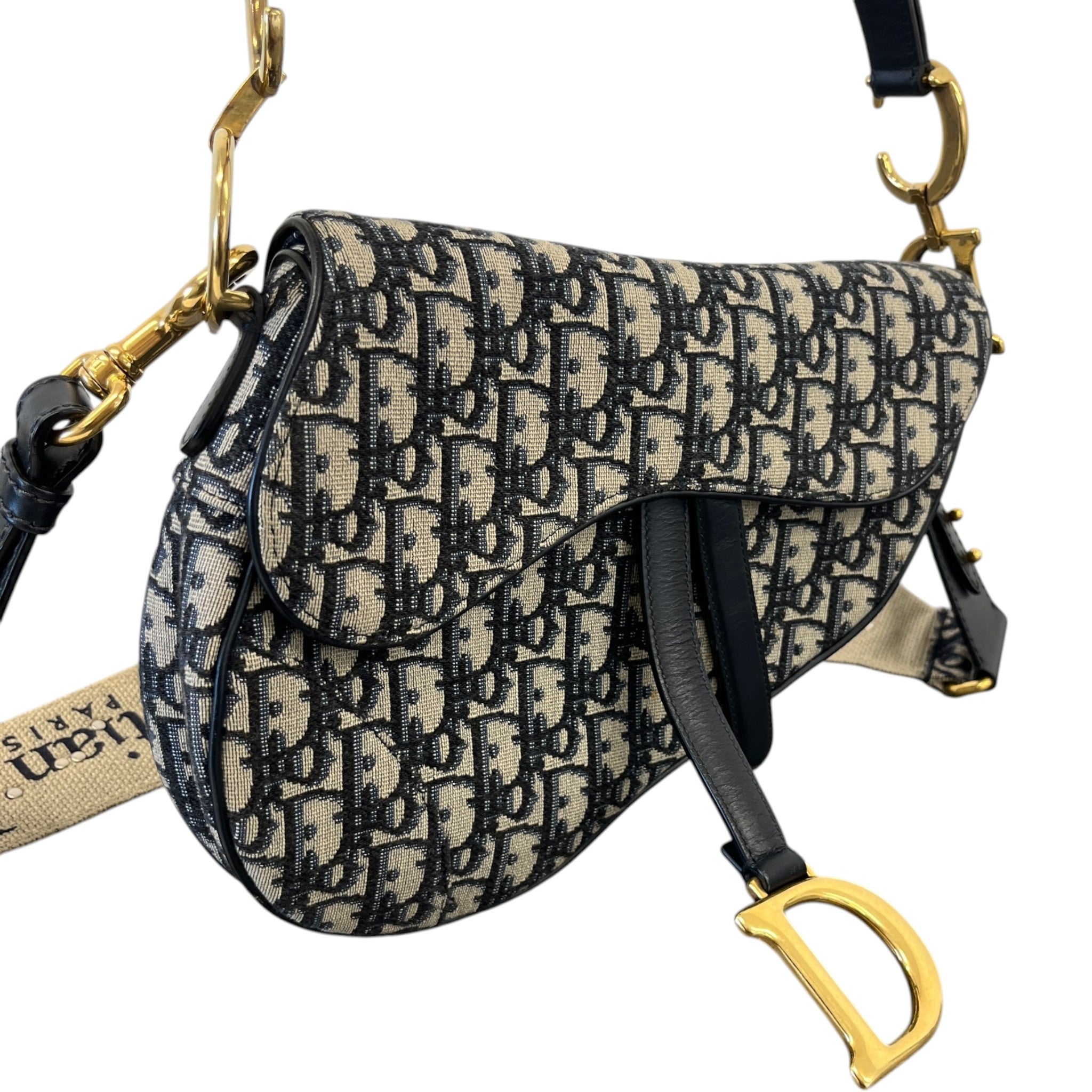 Women's Oblique Saddle Handbag Navy