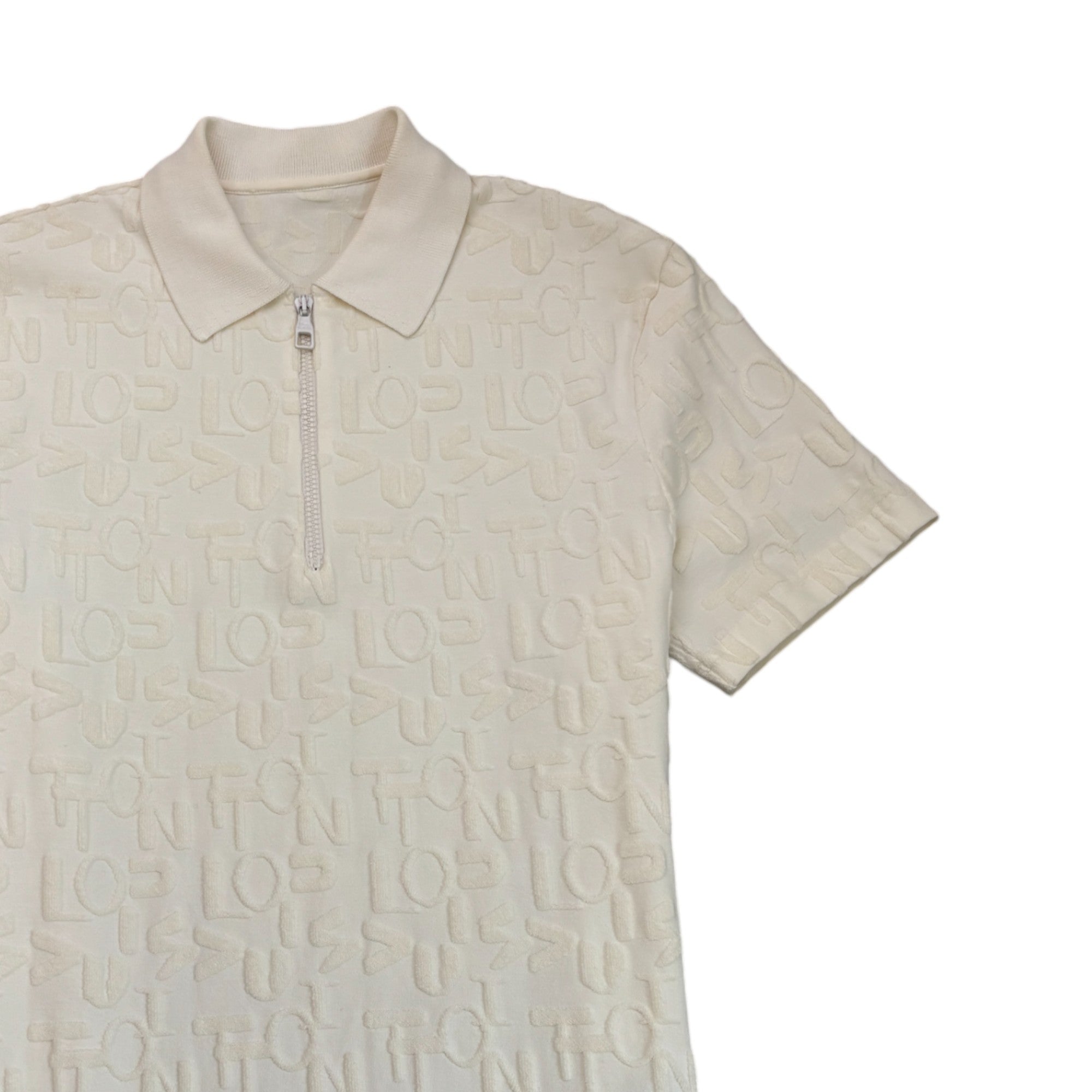 Men's Logo Print Towelling Polo Shirt White Size M