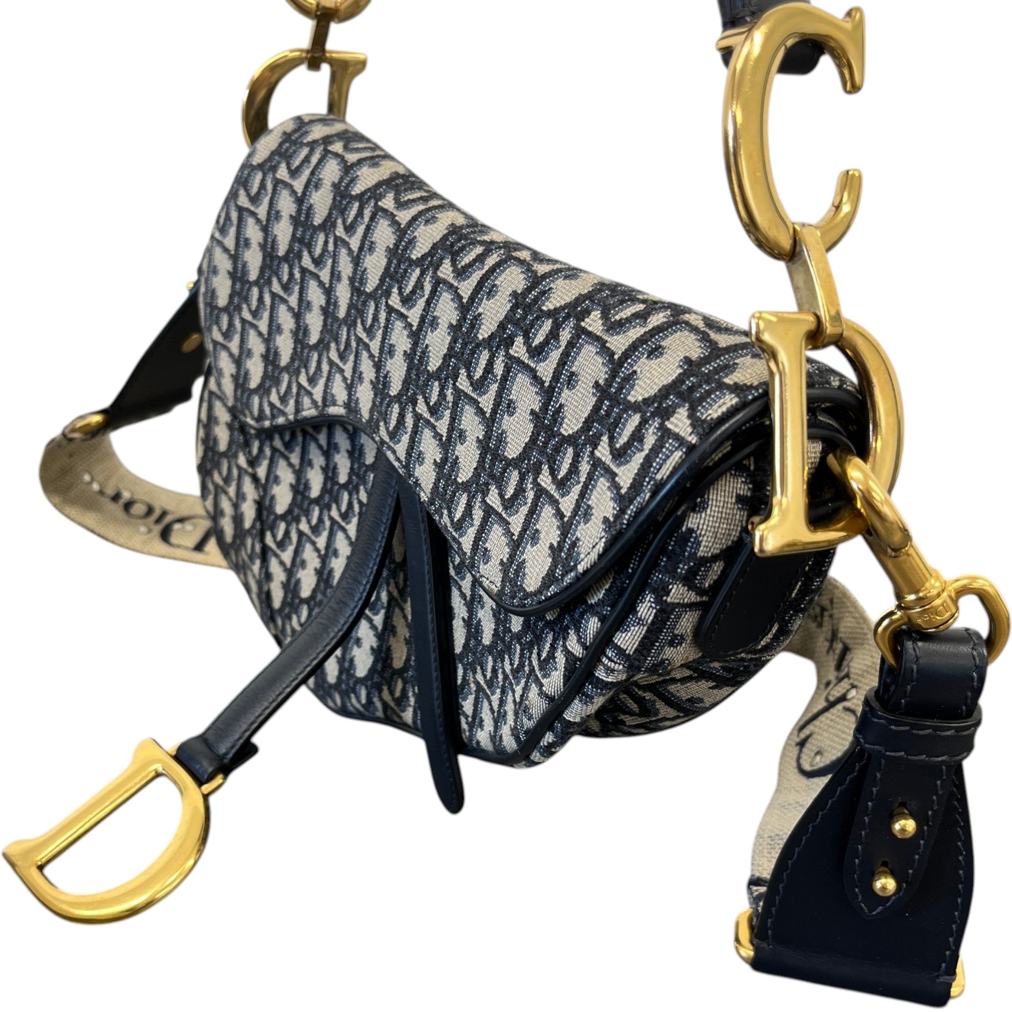 Women's Oblique Saddle Handbag Navy