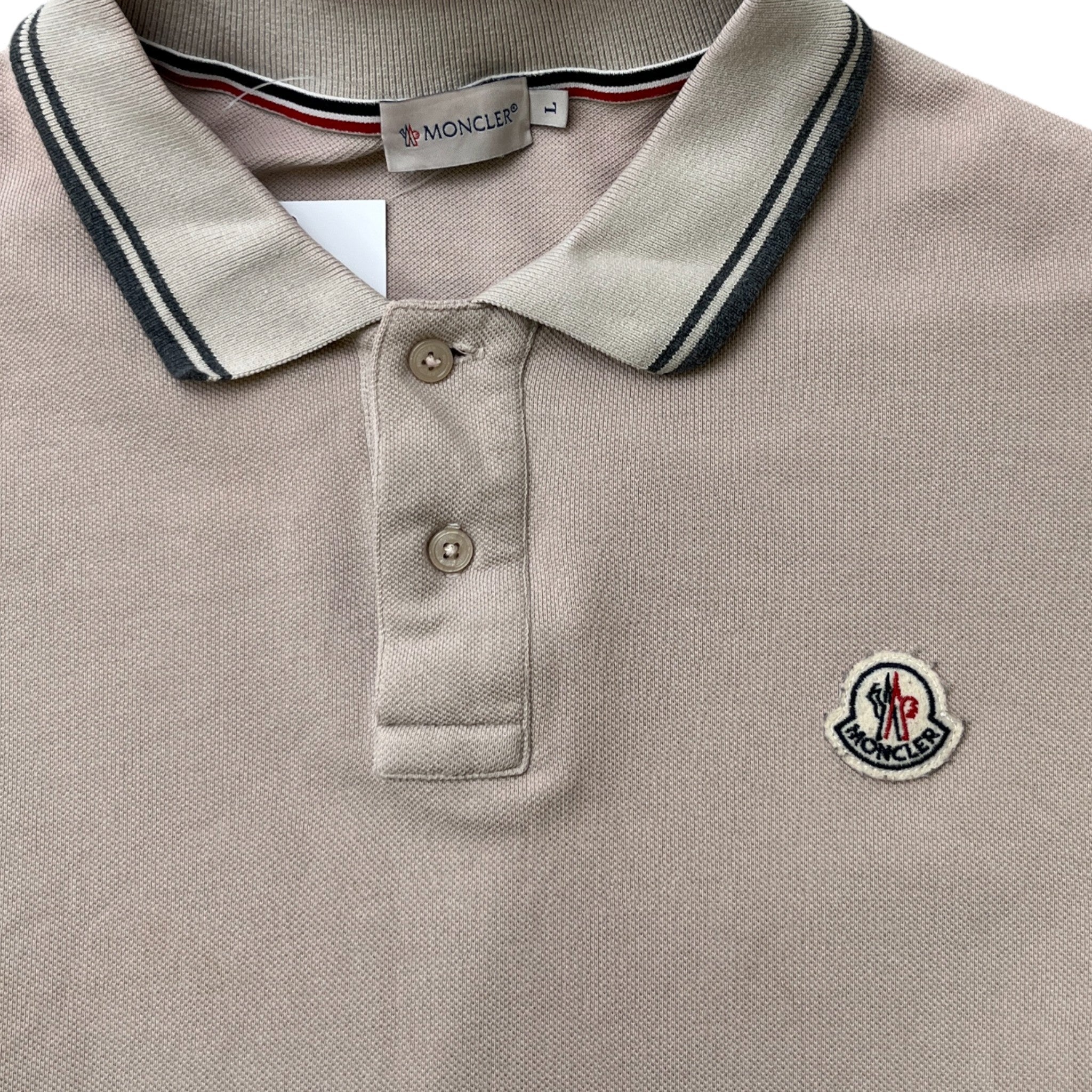 Men's Maglia Manica Lunga Polo Shirt Beige Size L