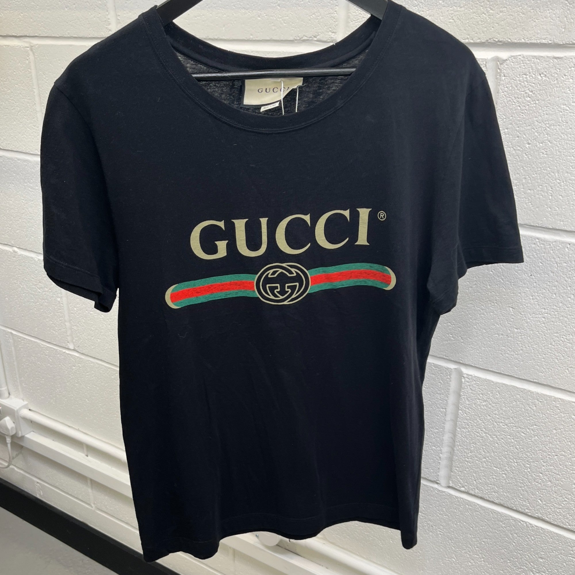 Men's Gg Logo Print T-Shirt Black Size XS