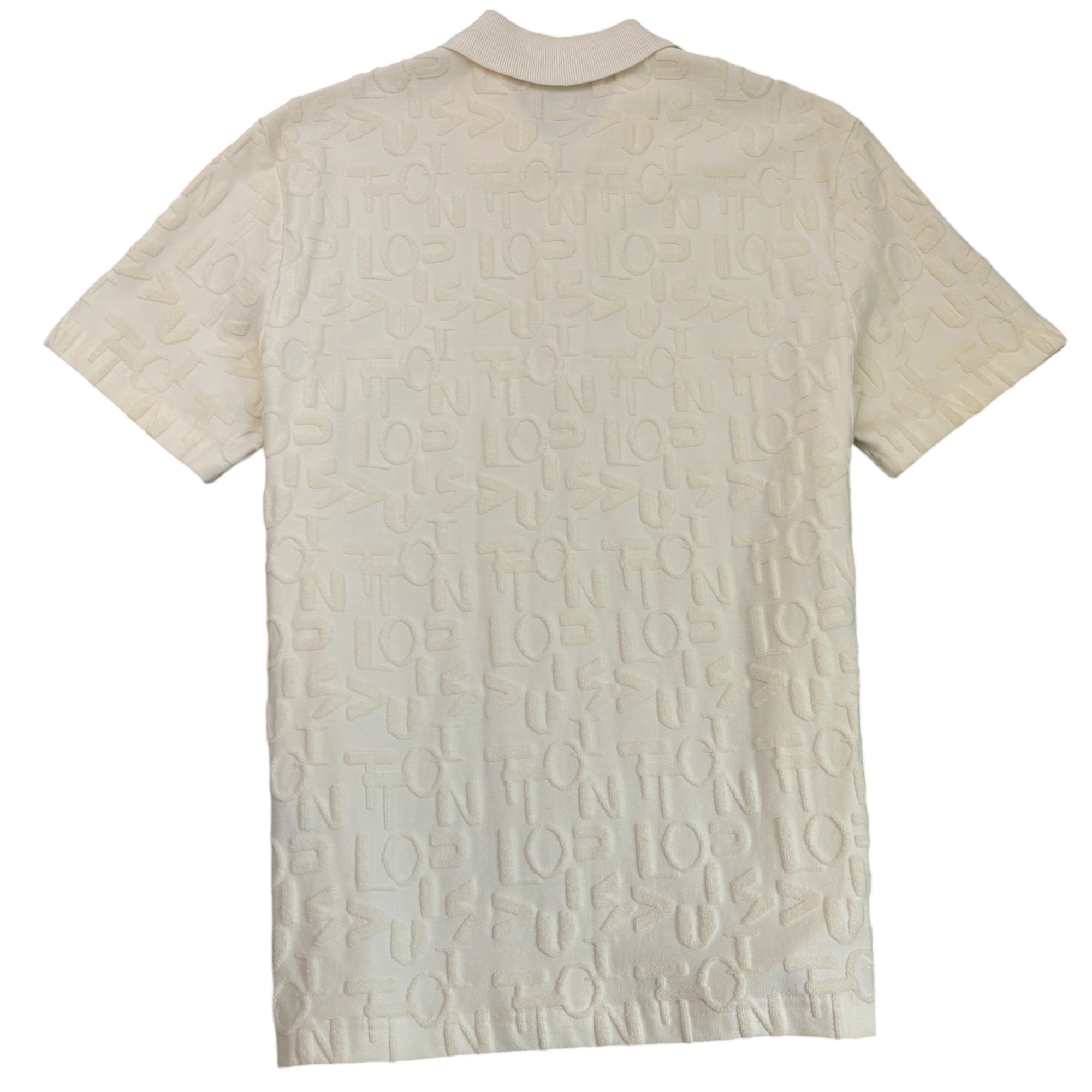 Men's Logo Print Towelling Polo Shirt White Size M