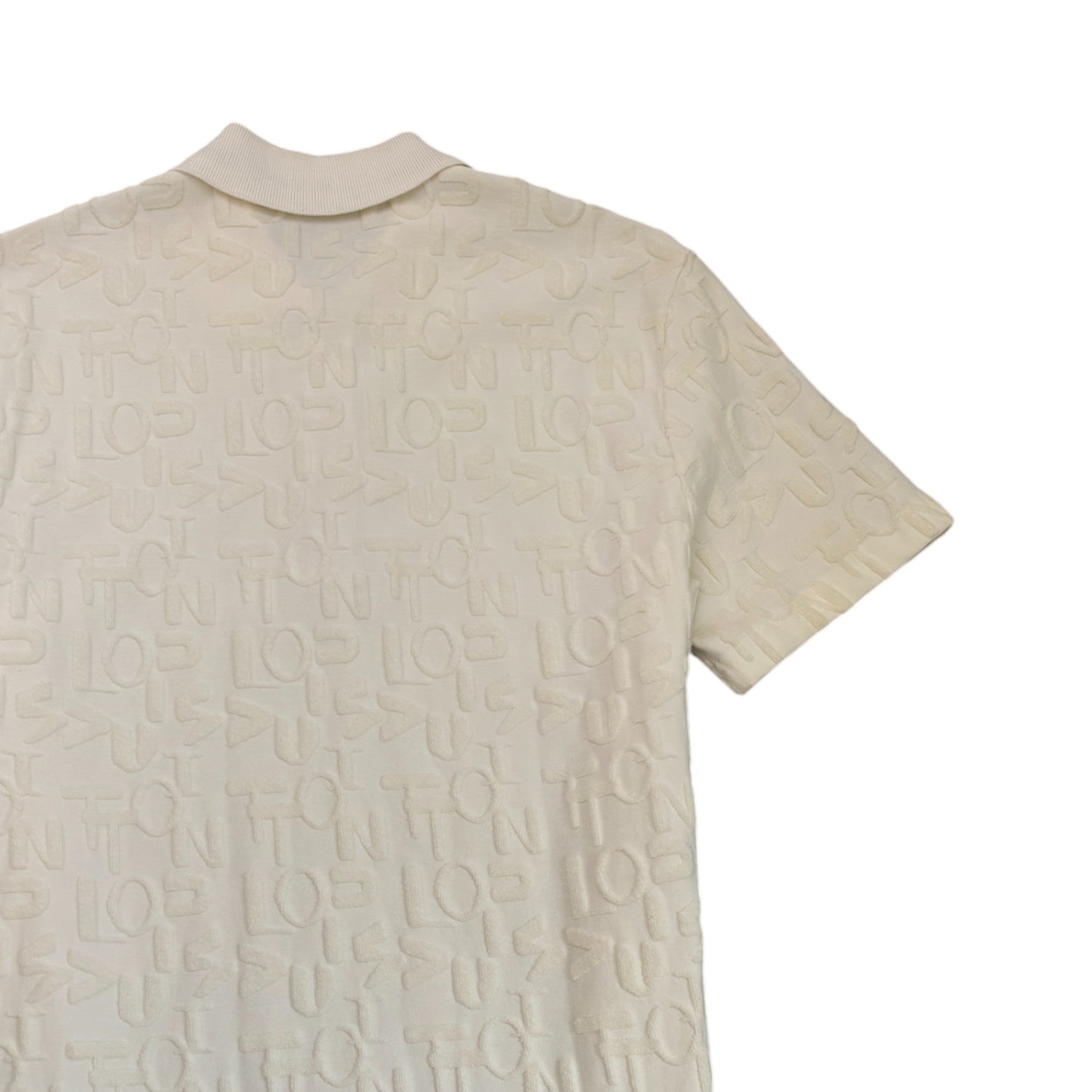 Men's Logo Print Towelling Polo Shirt White Size M