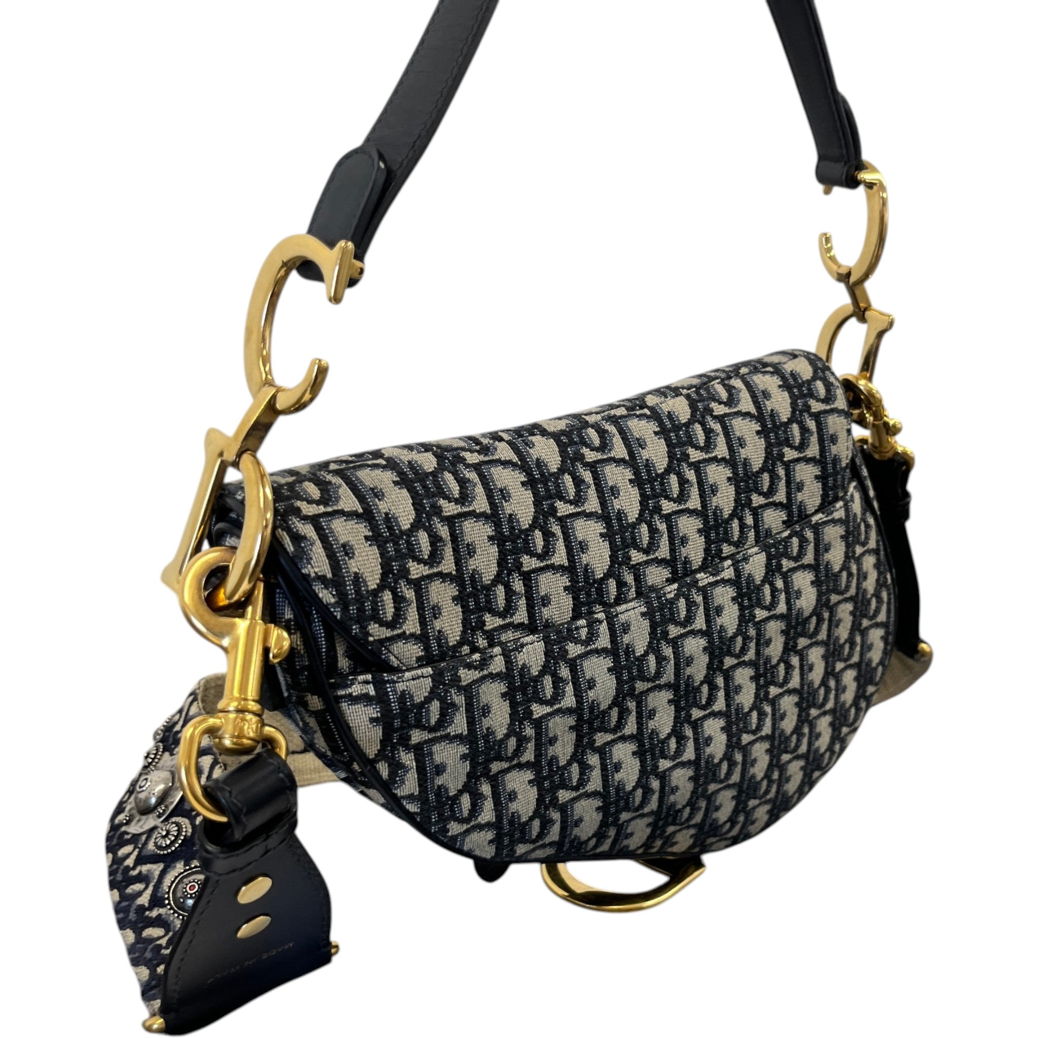 Women's Oblique Saddle Handbag Navy