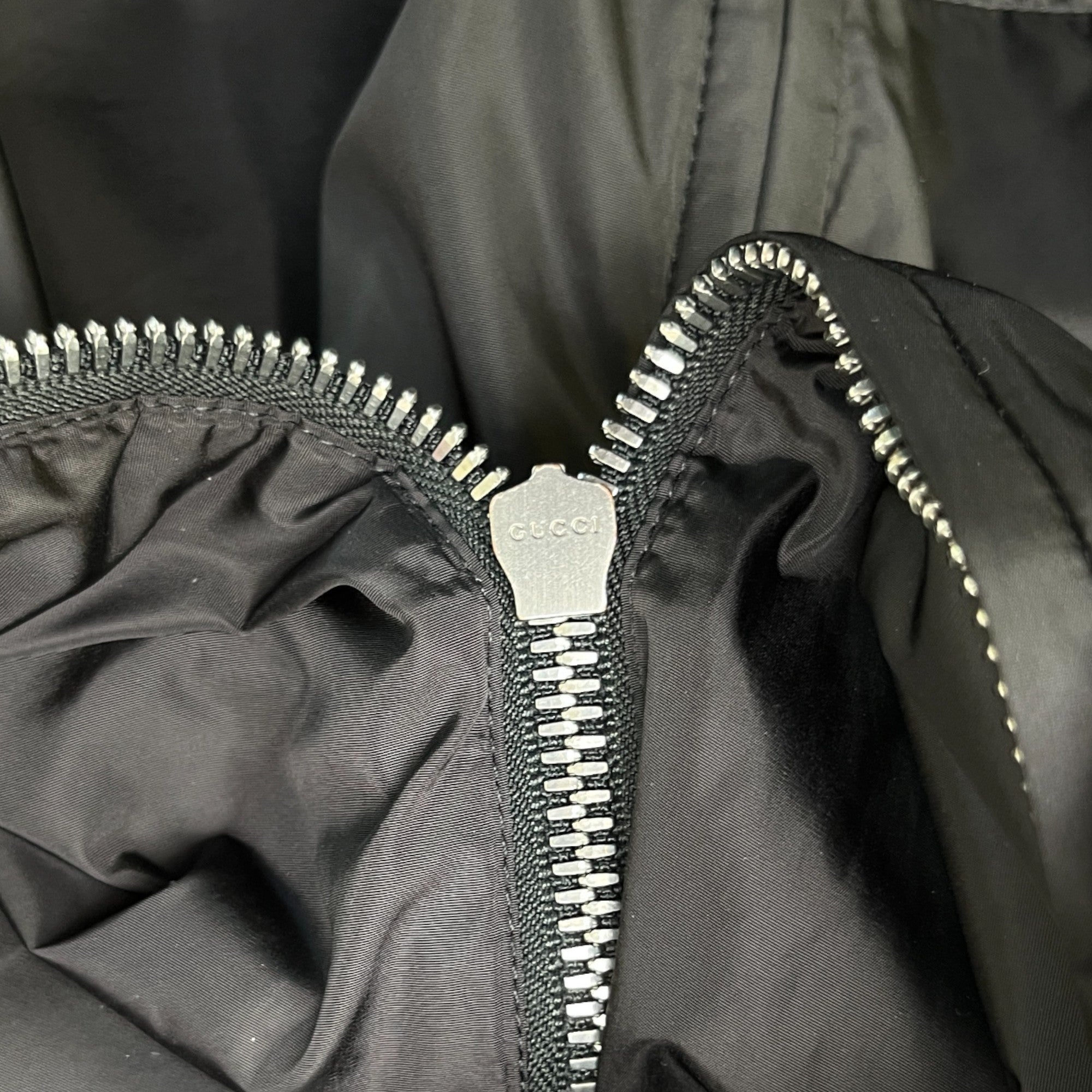 Men's Gg Zip Up Logo Print Windbreaker Black Size IT 48 / M