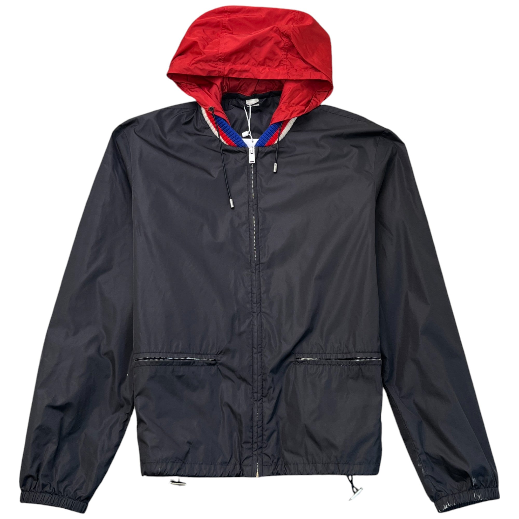 Men's Gg Zip Up Logo Print Windbreaker Black Size IT 48 / M