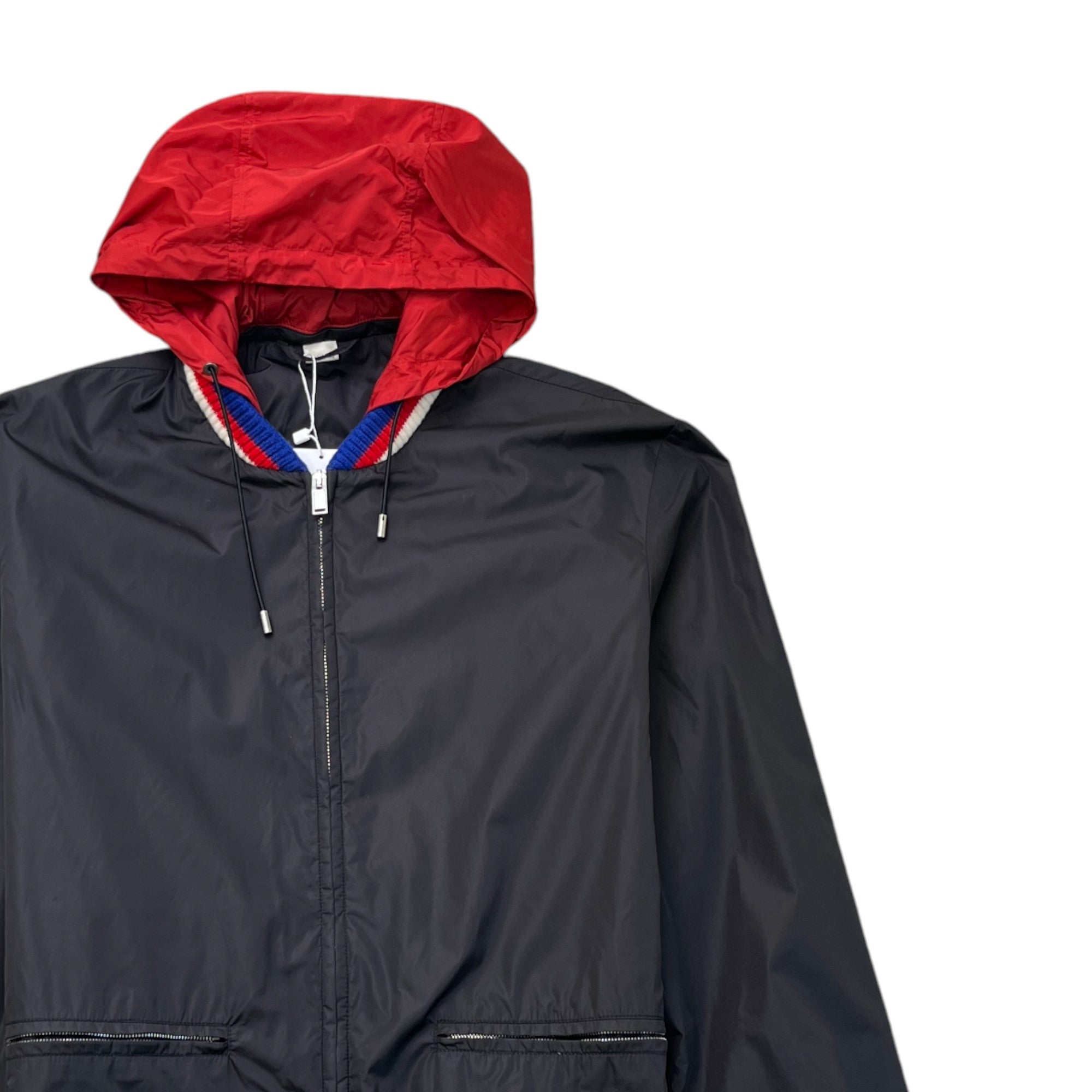 Men's Gg Zip Up Logo Print Windbreaker Black Size IT 48 / M