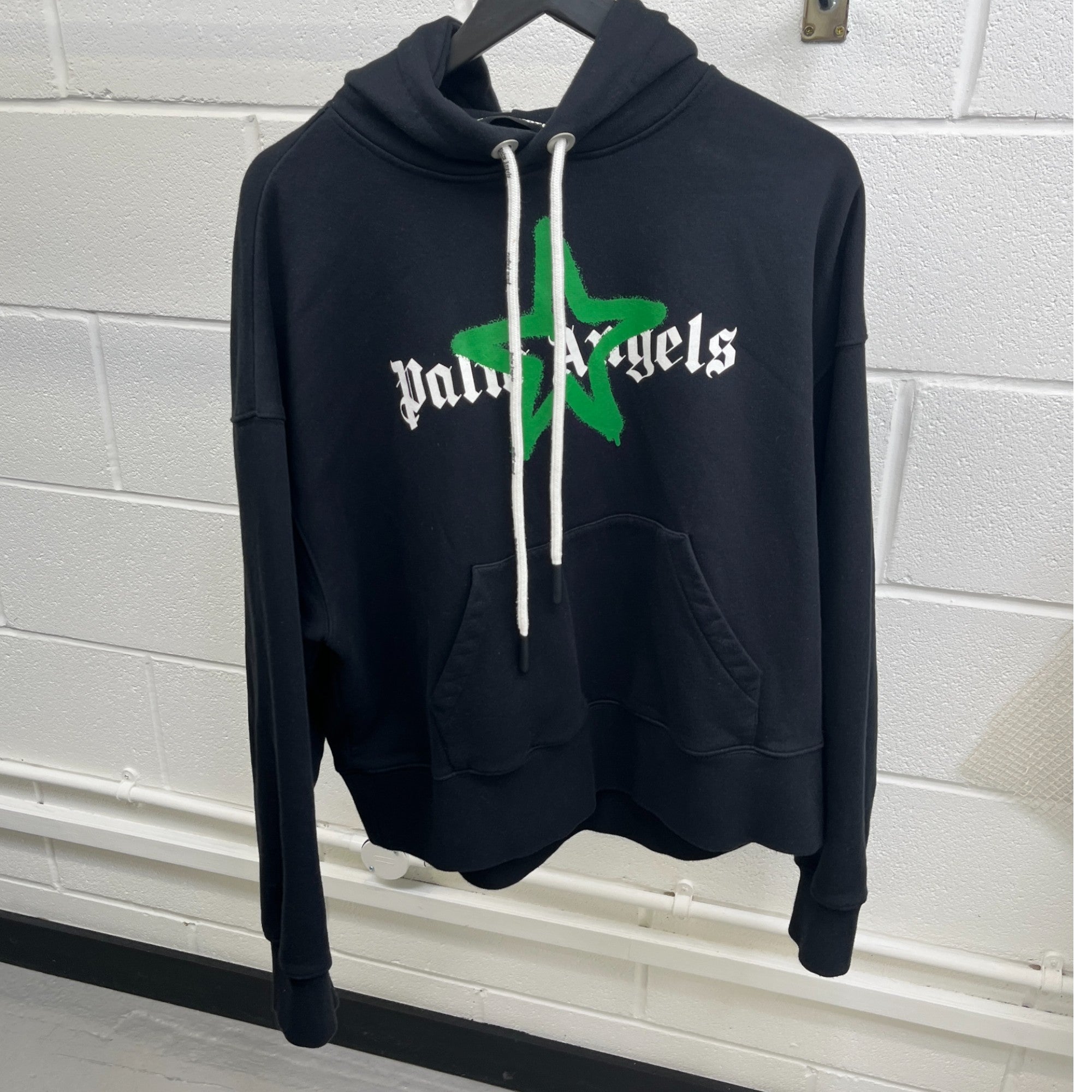 Men's Star Spray Logo Hoodie Black Size XS