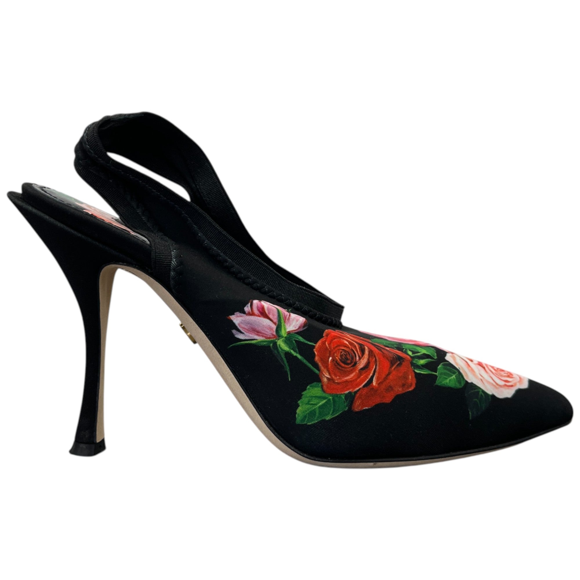 Women's Floral Slingback Heels Black Size EU 36 / UK 3