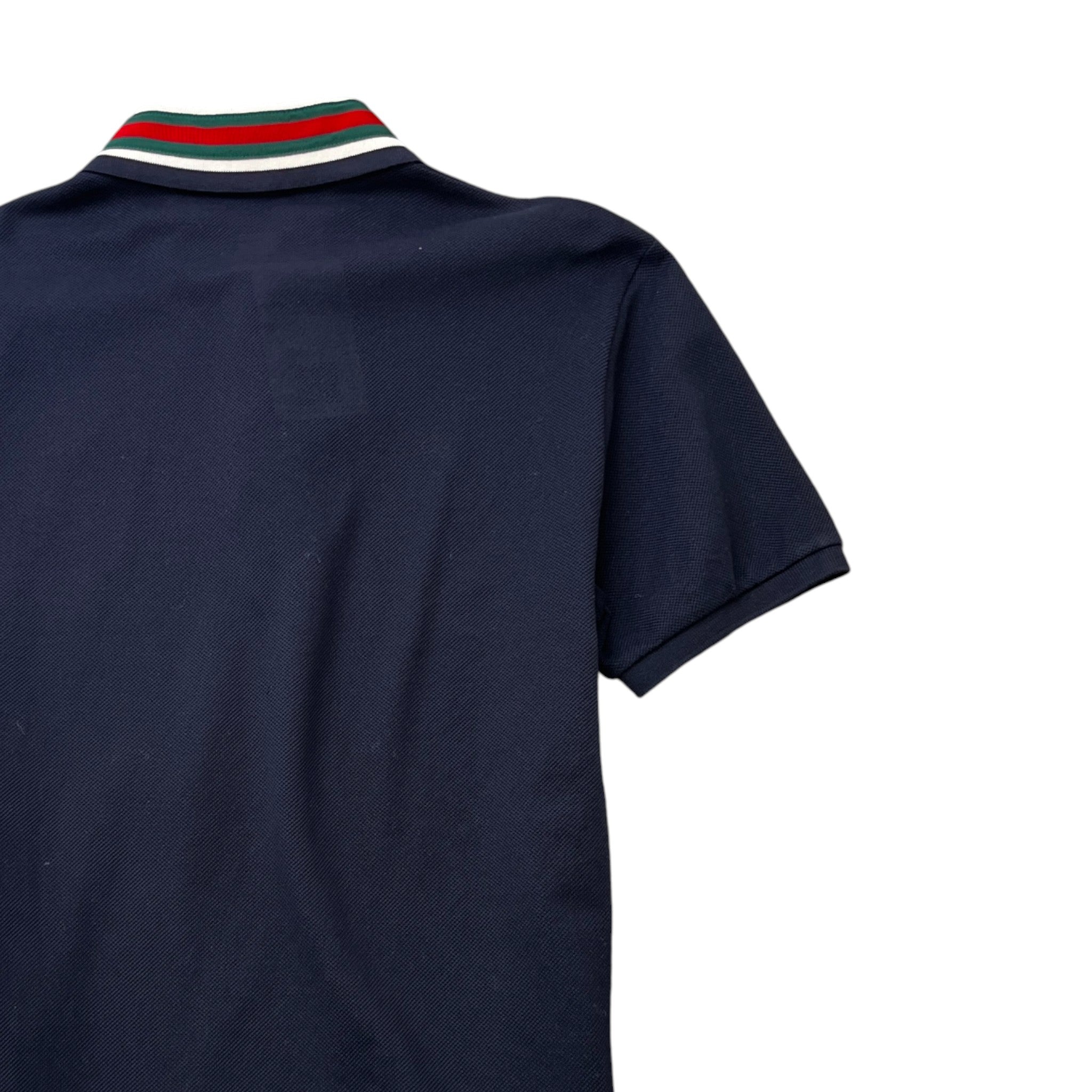 Men's Web Tiger Collar Polo Shirt Navy Size S