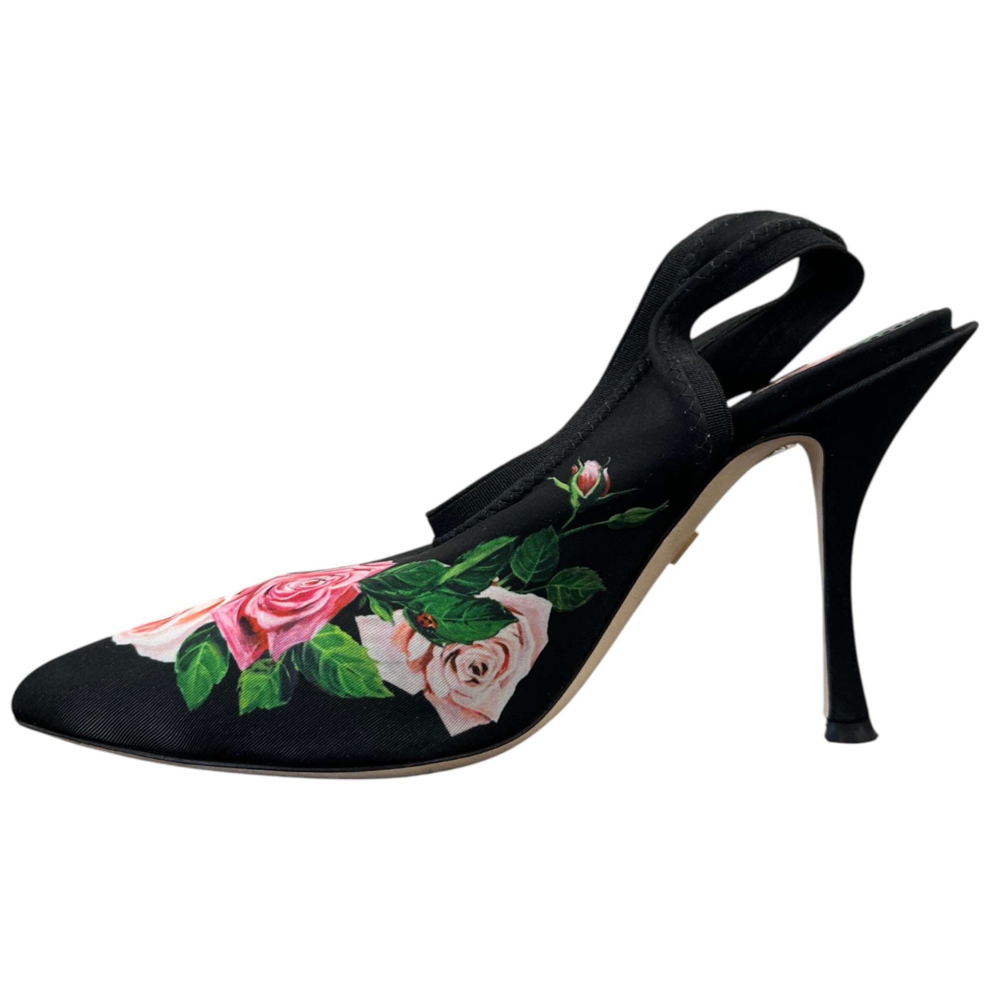 Women's Floral Slingback Heels Black Size EU 36 / UK 3