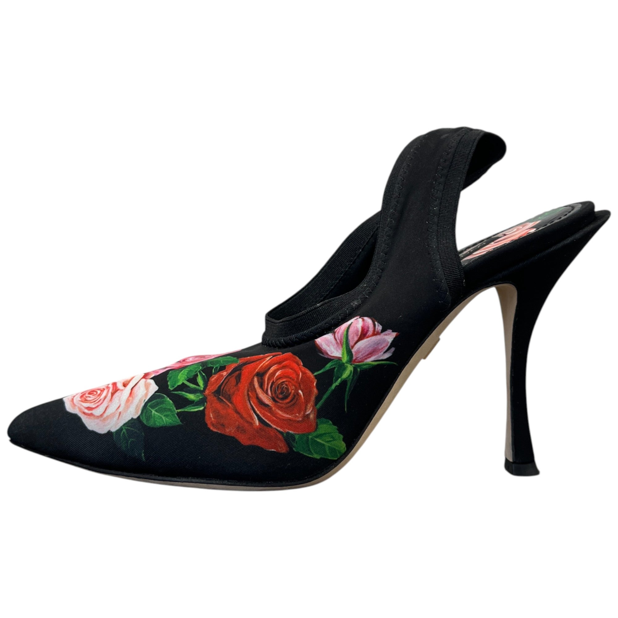 Women's Floral Slingback Heels Black Size EU 36 / UK 3