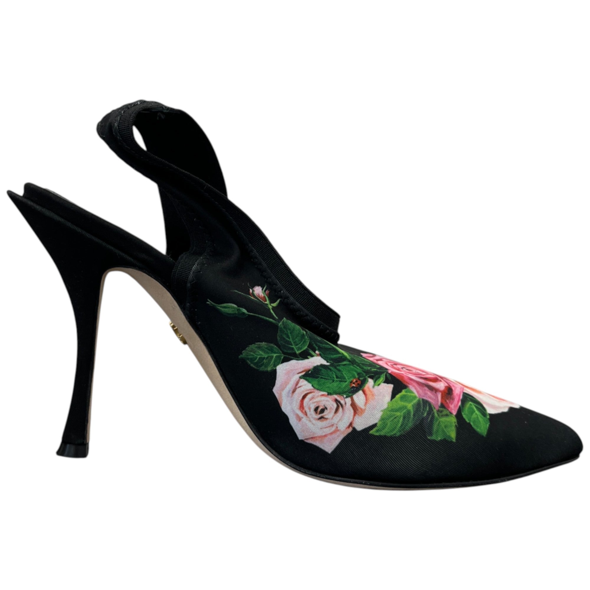 Women's Floral Slingback Heels Black Size EU 36 / UK 3
