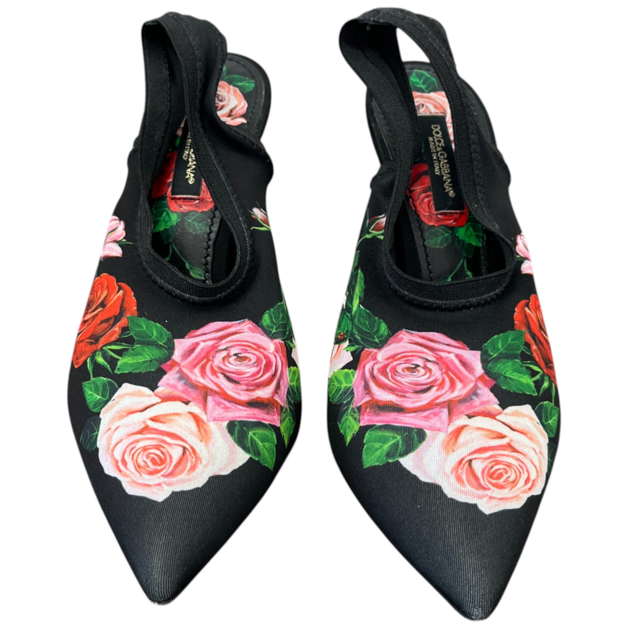 Women's Floral Slingback Heels Black Size EU 36 / UK 3