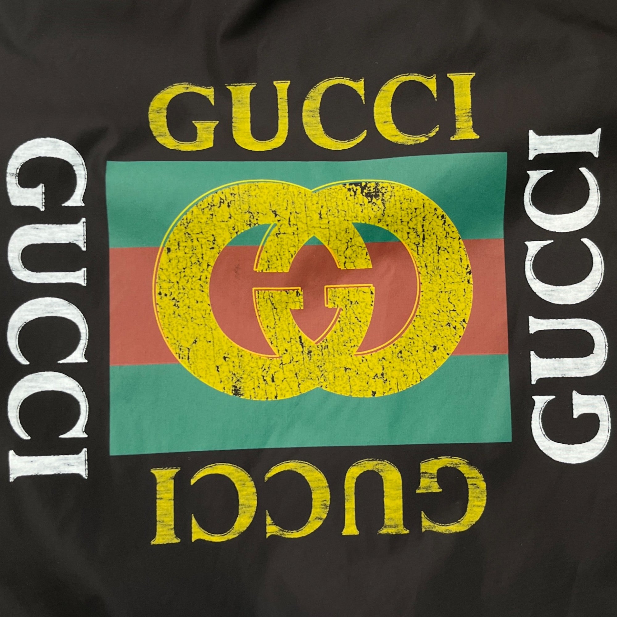 Men's Gg Zip Up Logo Print Windbreaker Black Size IT 48 / M