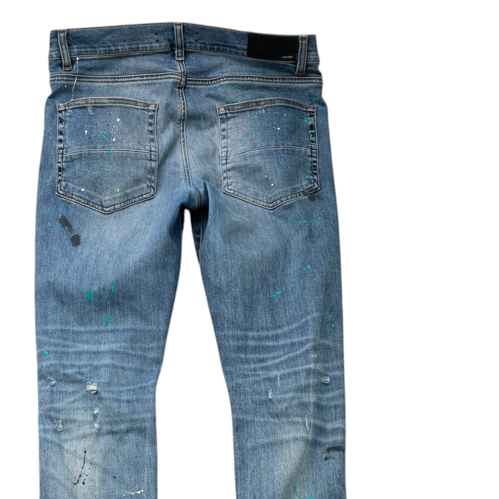Men's Distressed Paint Splatter Jeans Blue Size Waist 34"