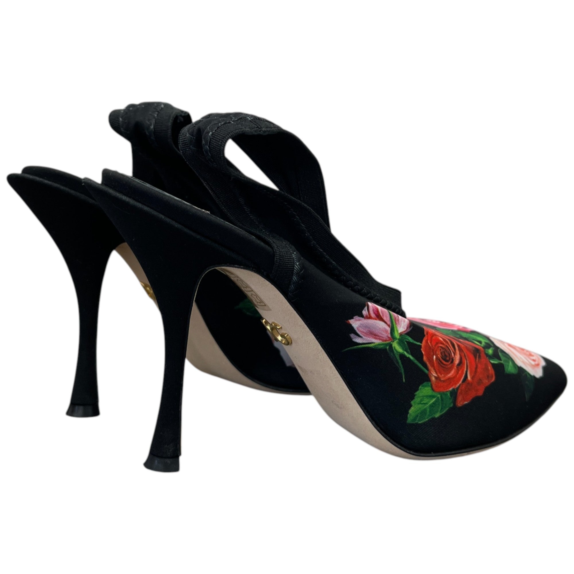 Women's Floral Slingback Heels Black Size EU 36 / UK 3