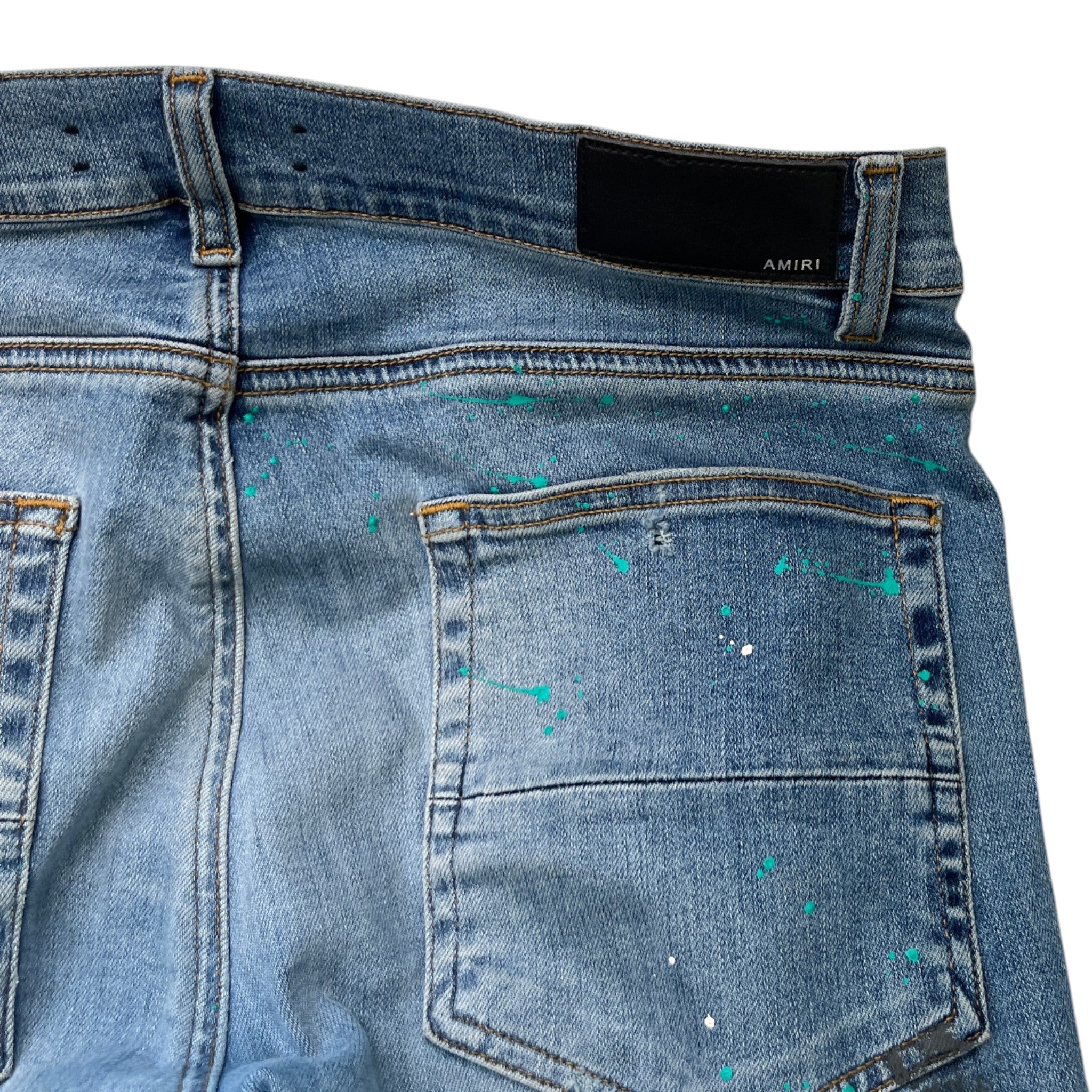 Men's Distressed Paint Splatter Jeans Blue Size Waist 34"