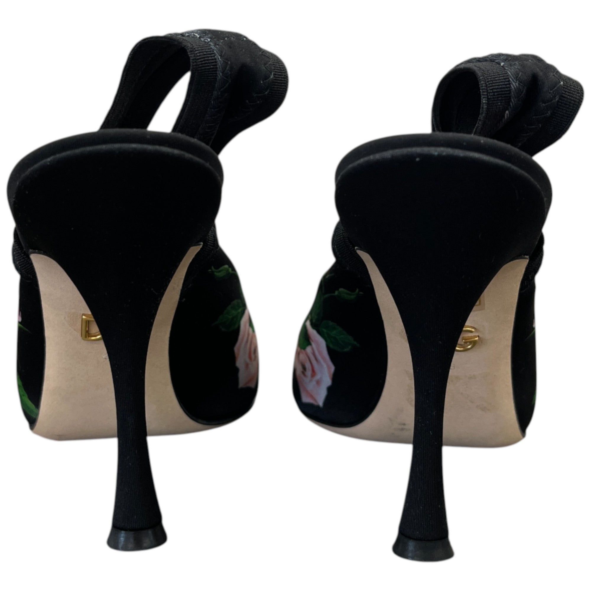 Women's Floral Slingback Heels Black Size EU 36 / UK 3