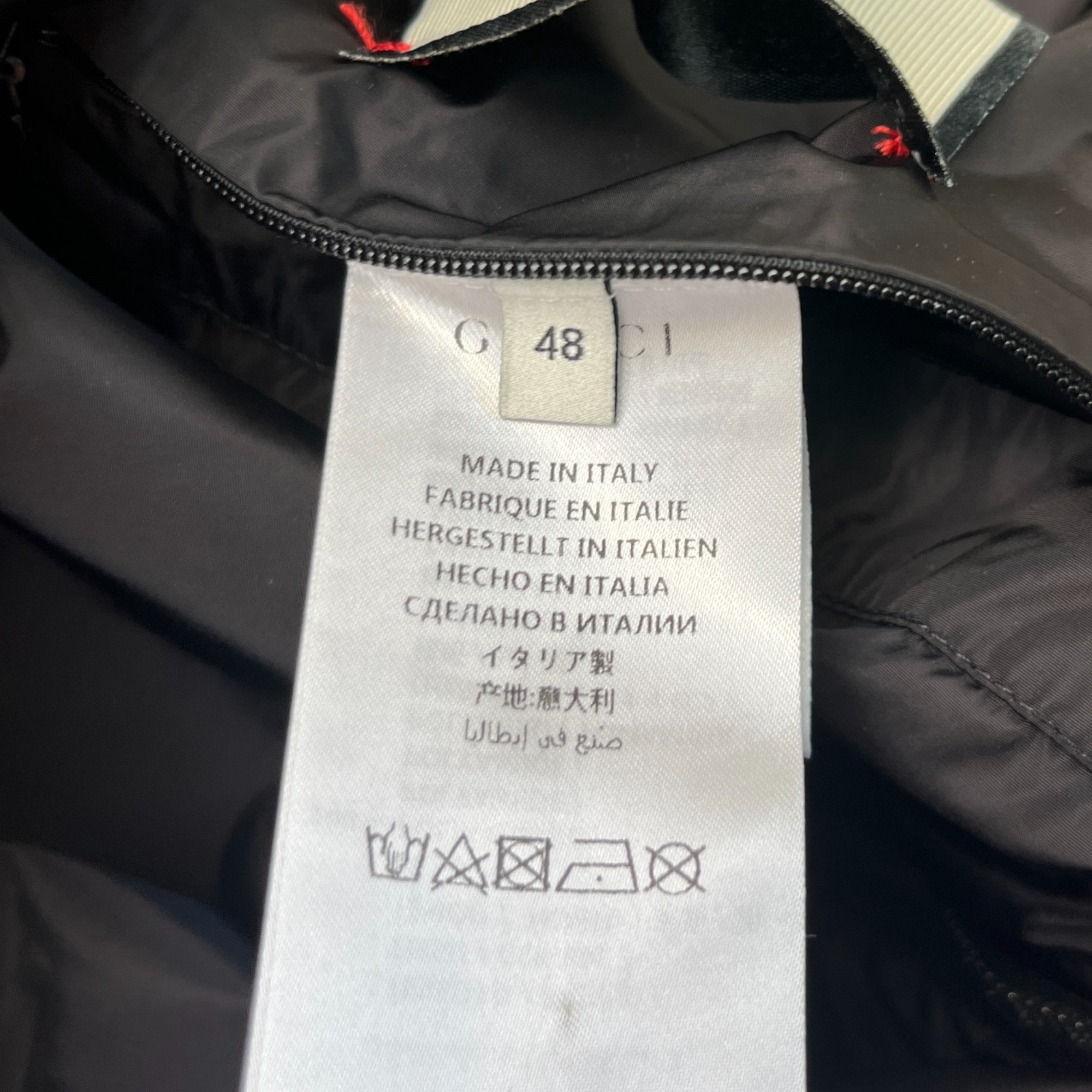 Men's Gg Zip Up Logo Print Windbreaker Black Size IT 48 / M