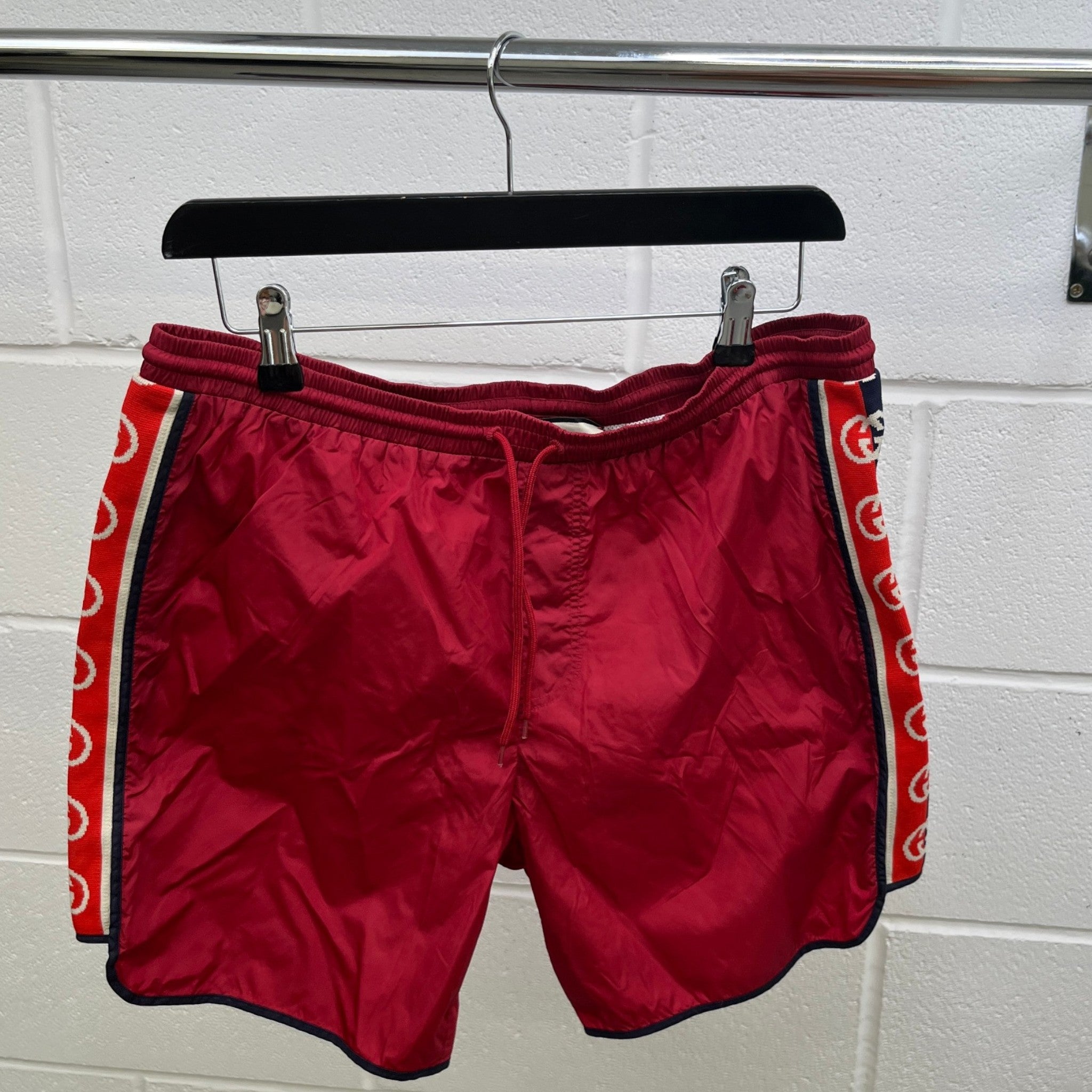 Men's Gg Web Swim Shorts Red Size W32 / IT 48