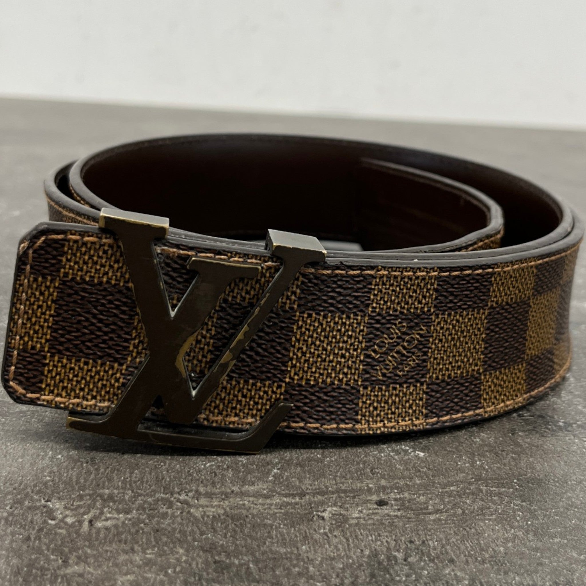 Men's Damier Ebene Belt Brown Size Waist 40"