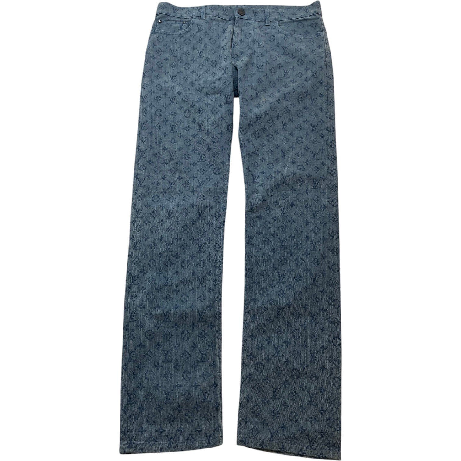 Men's X Virgil Abloh Monogram Slim Jeans Blue Size Waist 32"