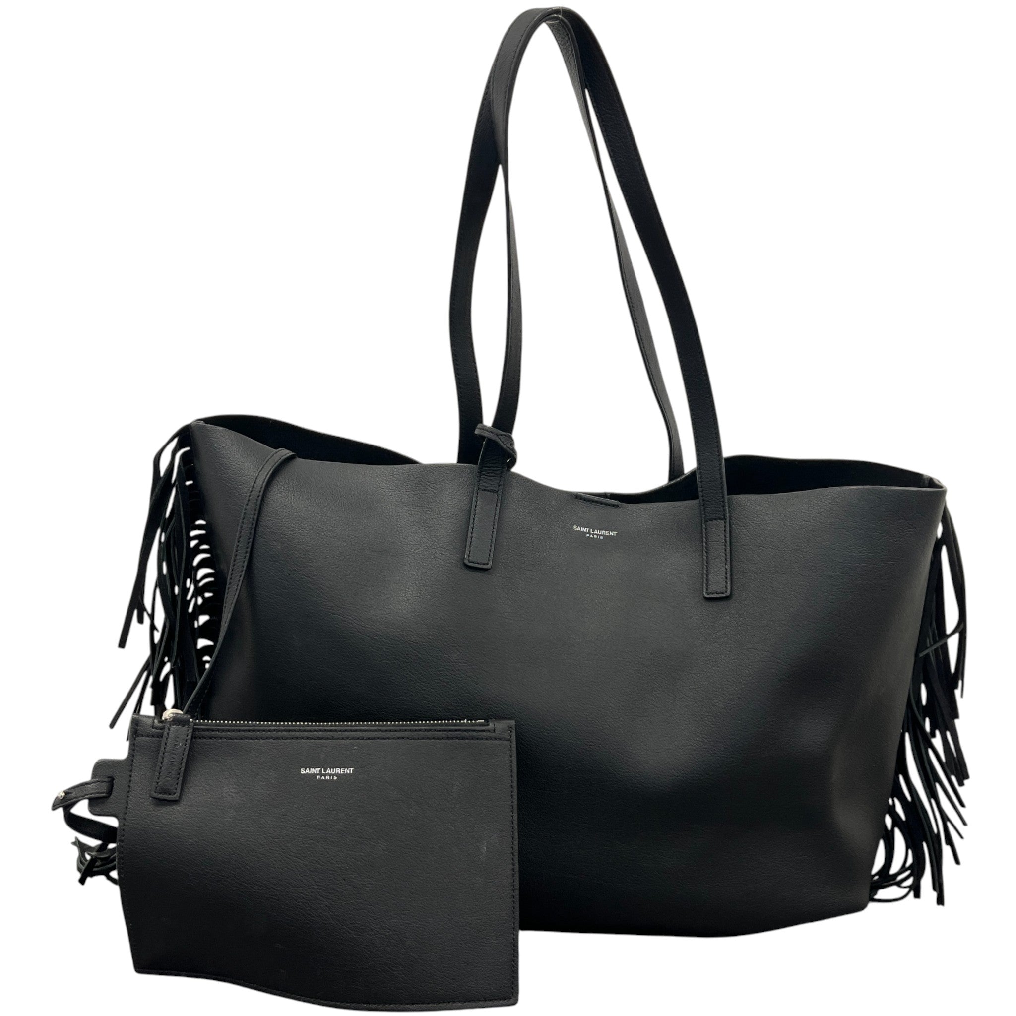 Women's Large Fringed Tote Bag Black