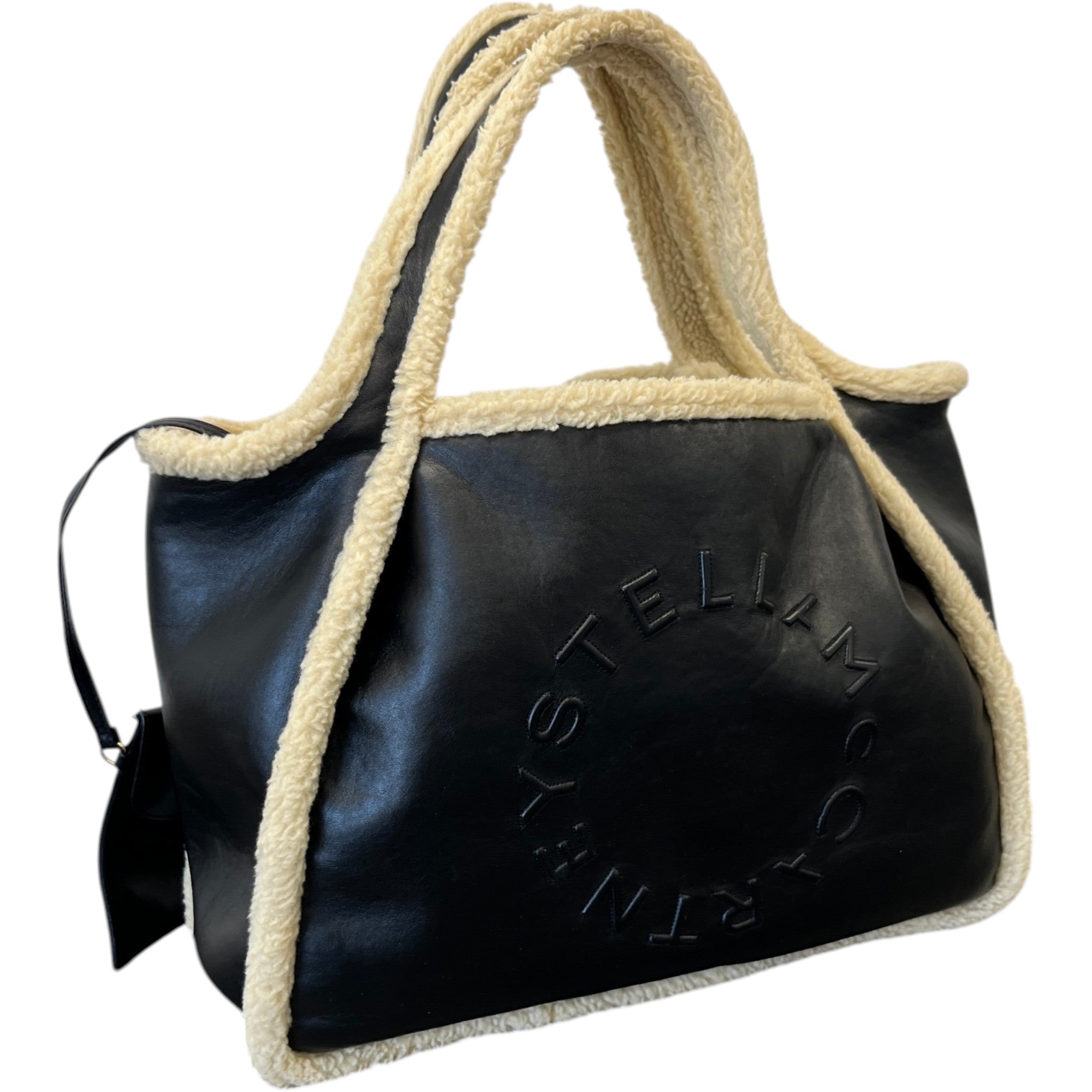 Women's Eco Logo Faux Shearling-Trimmed Bag Black