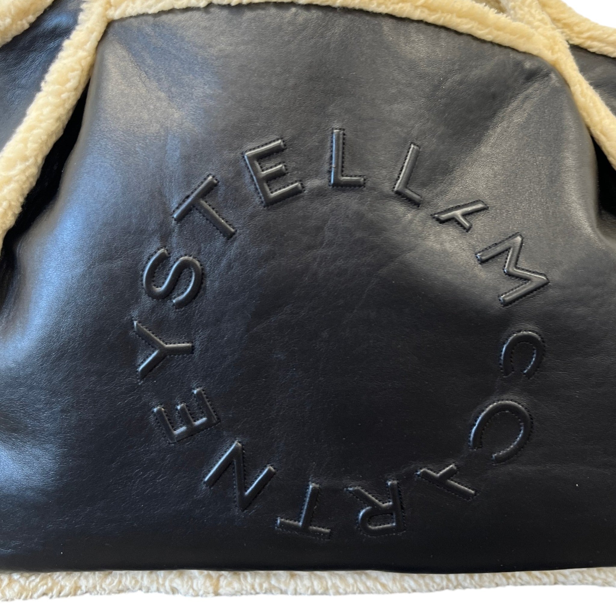 Women's Eco Logo Faux Shearling-Trimmed Bag Black