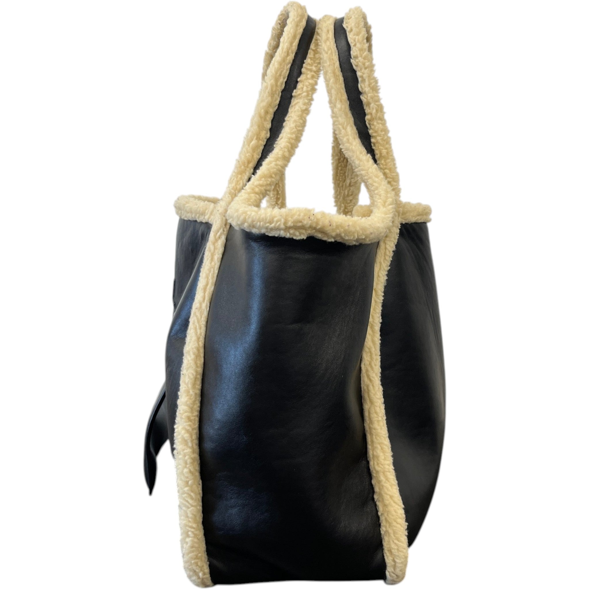 Women's Eco Logo Faux Shearling-Trimmed Bag Black