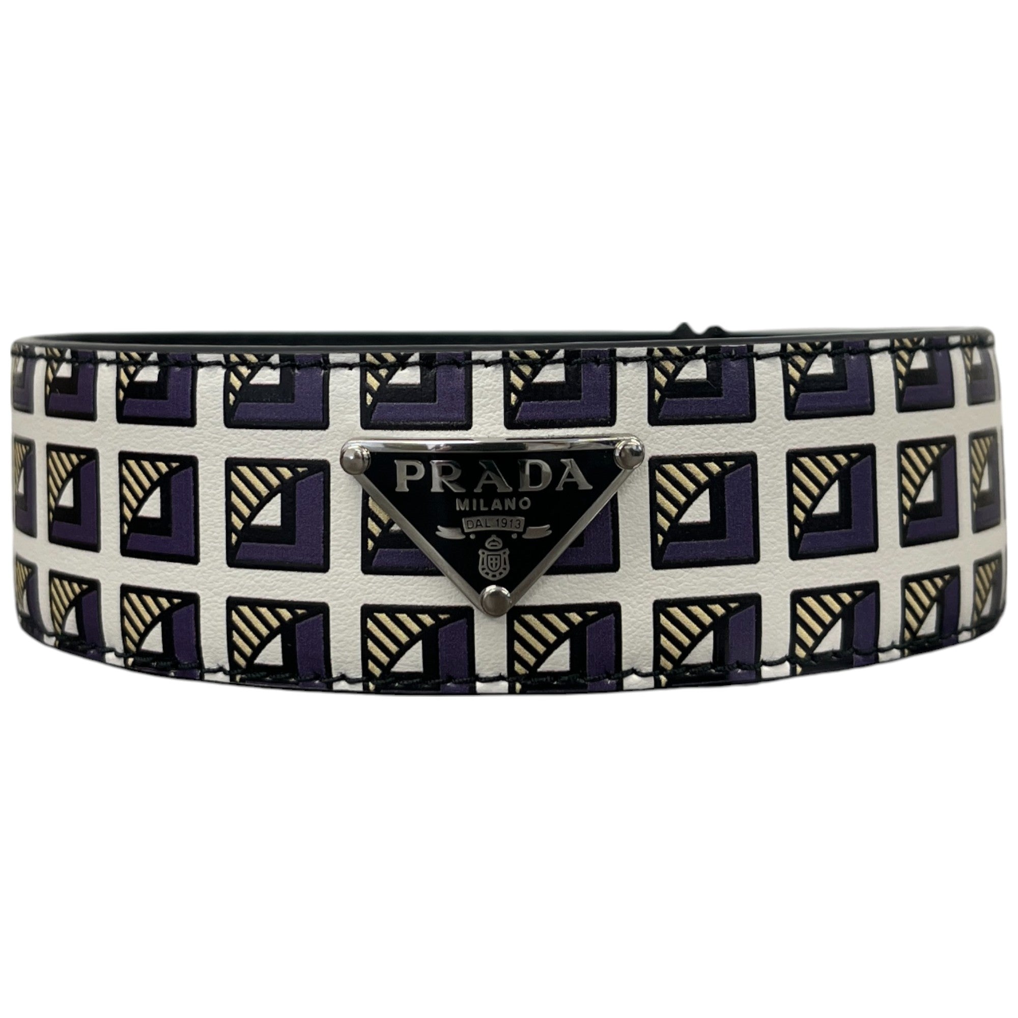 Women's Plaque Logo Printed Choker Necklace White Size S