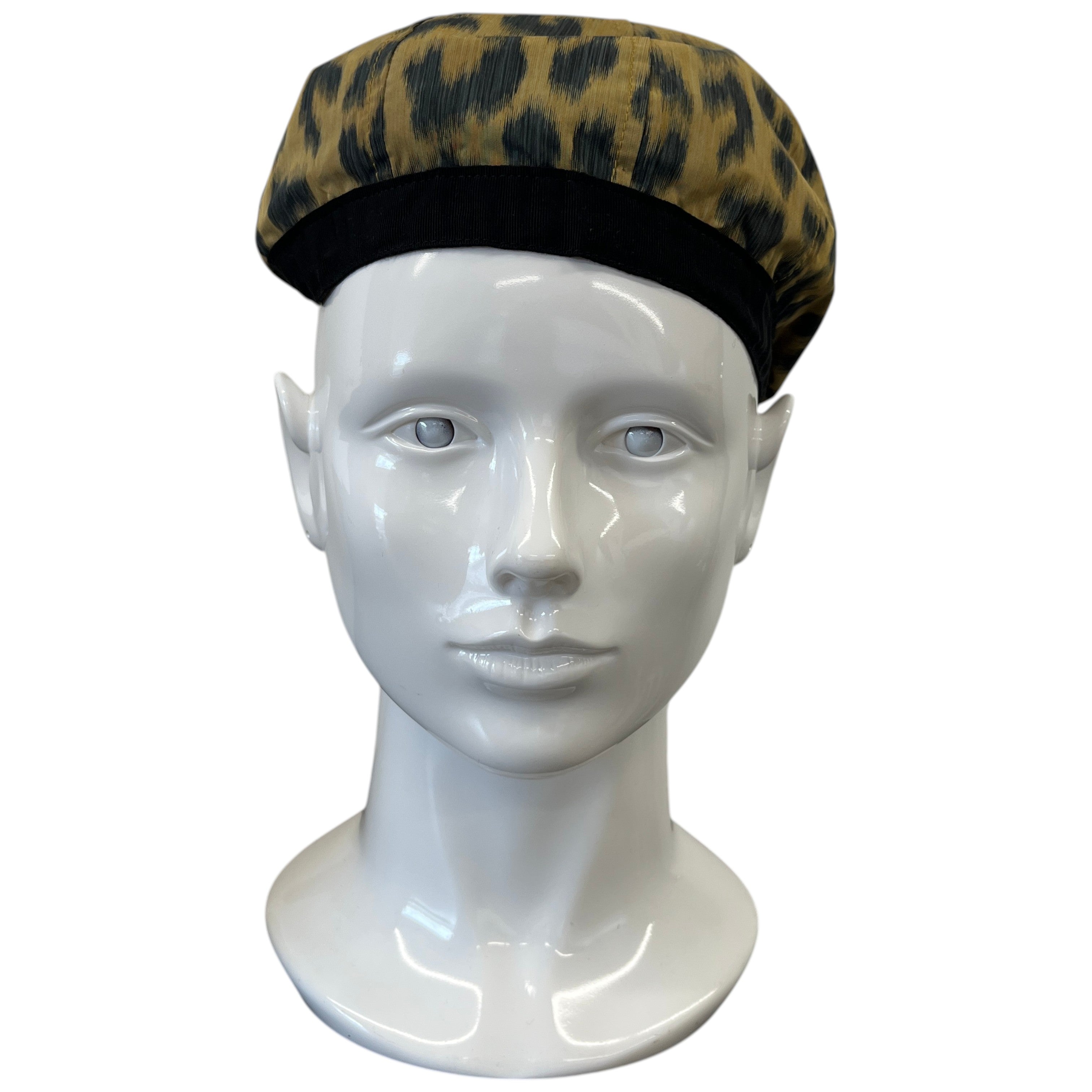 Leopard Printed Beret Hat Black