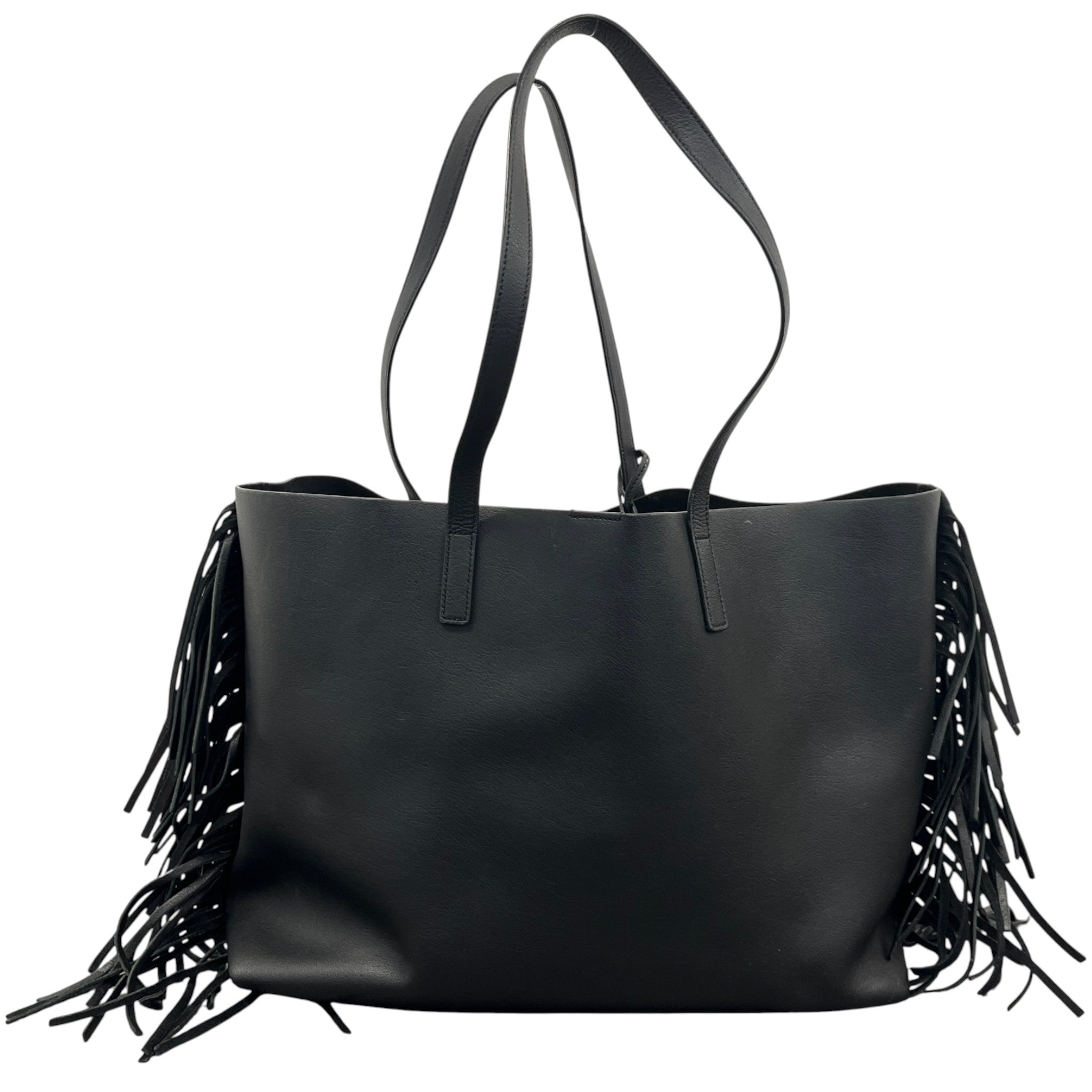 Women's Large Fringed Tote Bag Black