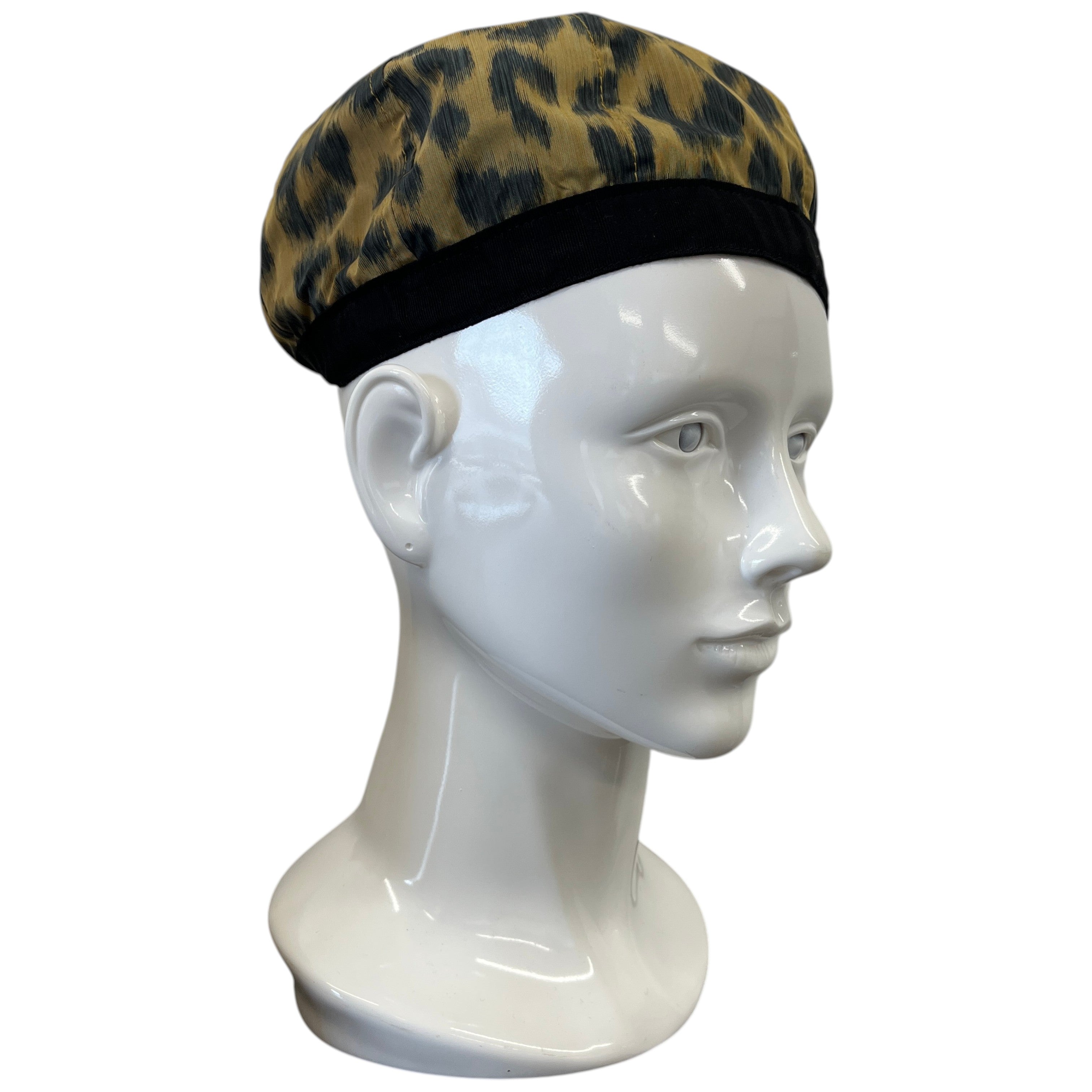 Leopard Printed Beret Hat Black