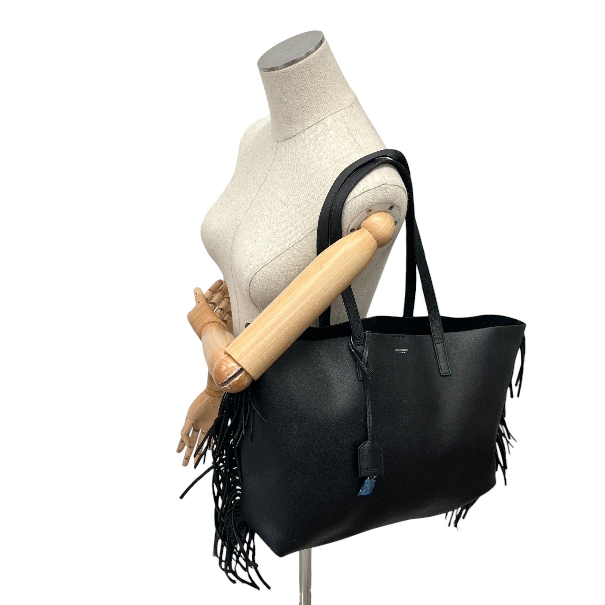 Women's Large Fringed Tote Bag Black