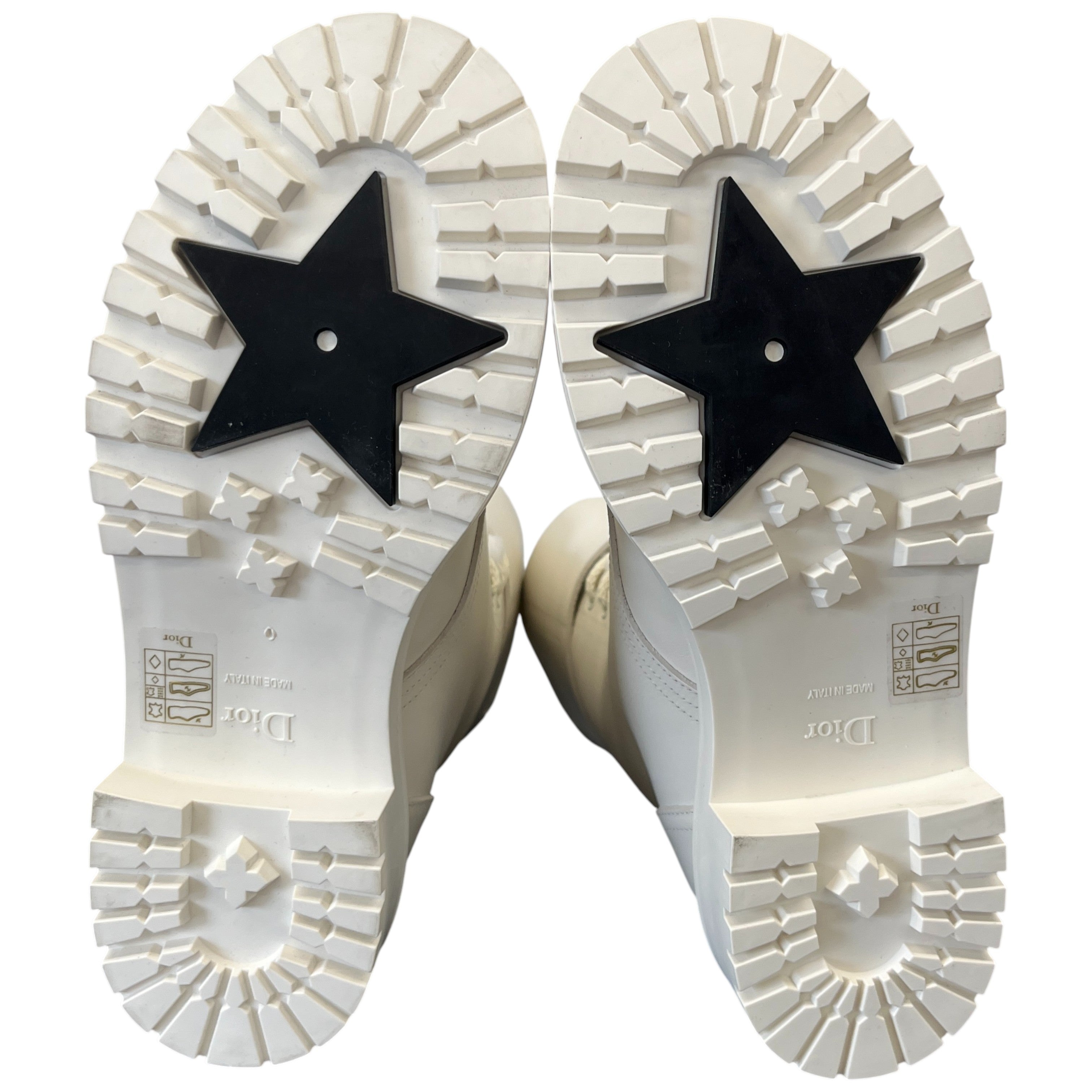 Women's Shearling Lining Combat Boots Cream Size EU 37 / UK 4