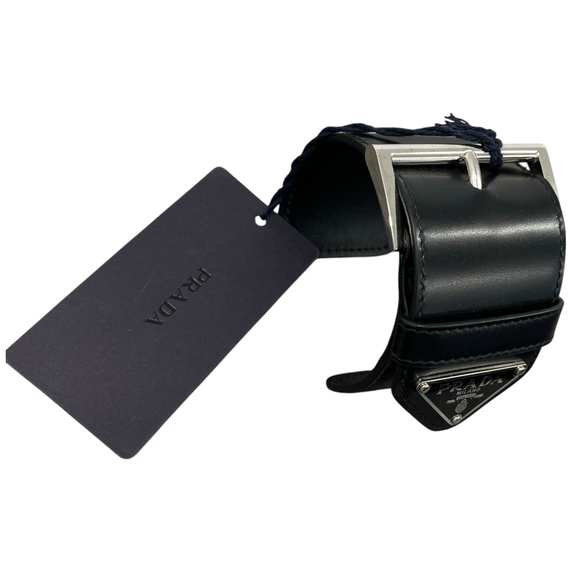 Women's Plaque Logo Bracelet Black Size L