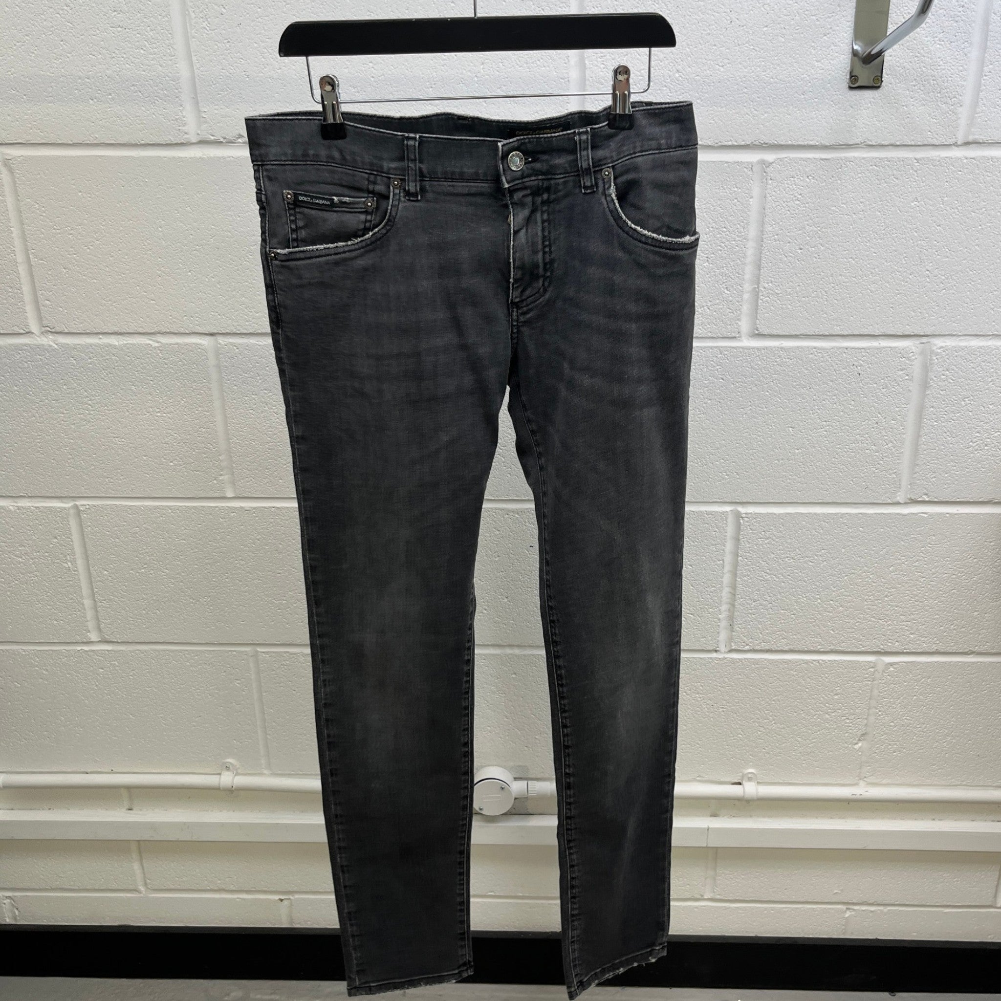 Men's Logo Patch Skinny Jeans Charcoal Size IT 48 / UK 32