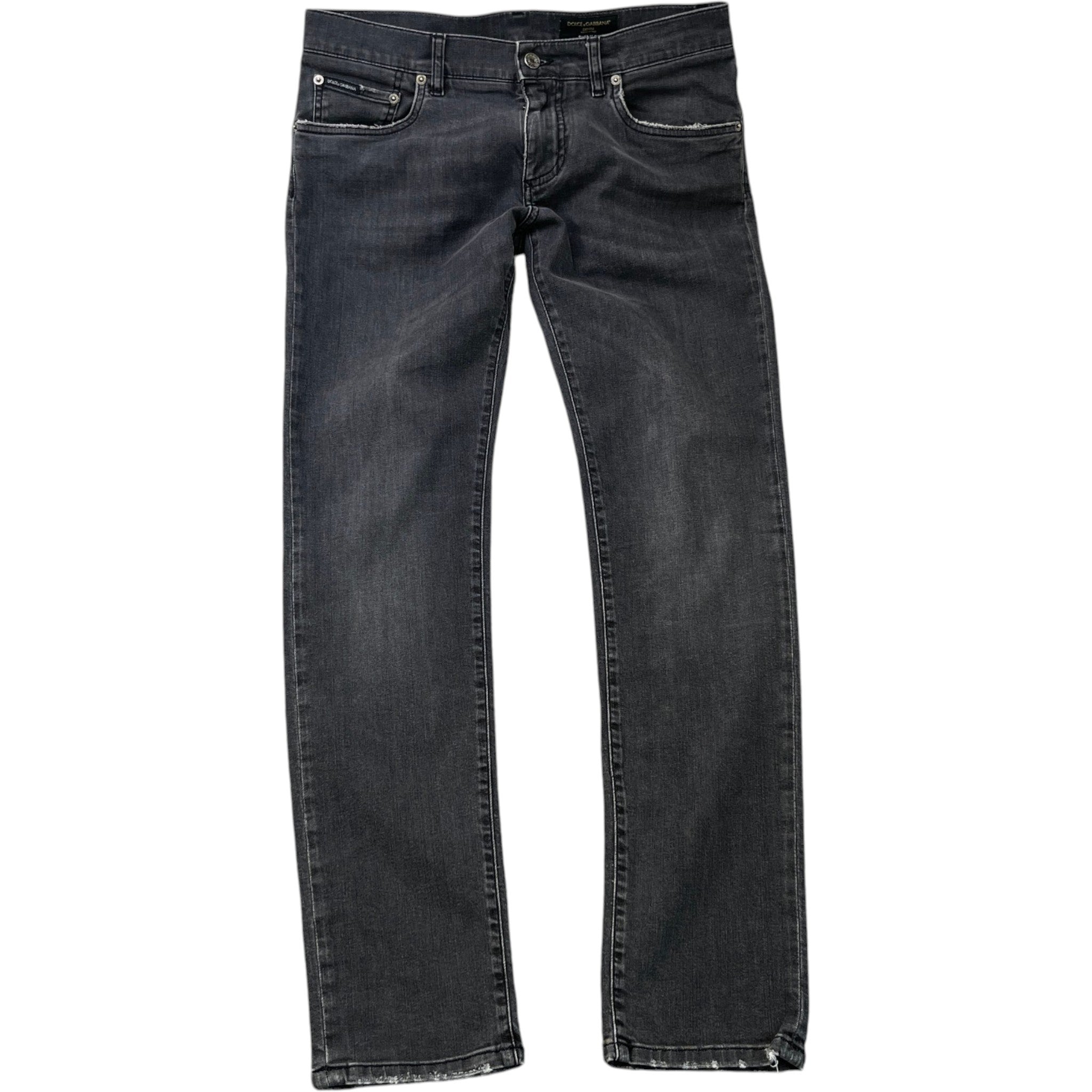 Men's Logo Patch Skinny Jeans Charcoal Size IT 48 / UK 32