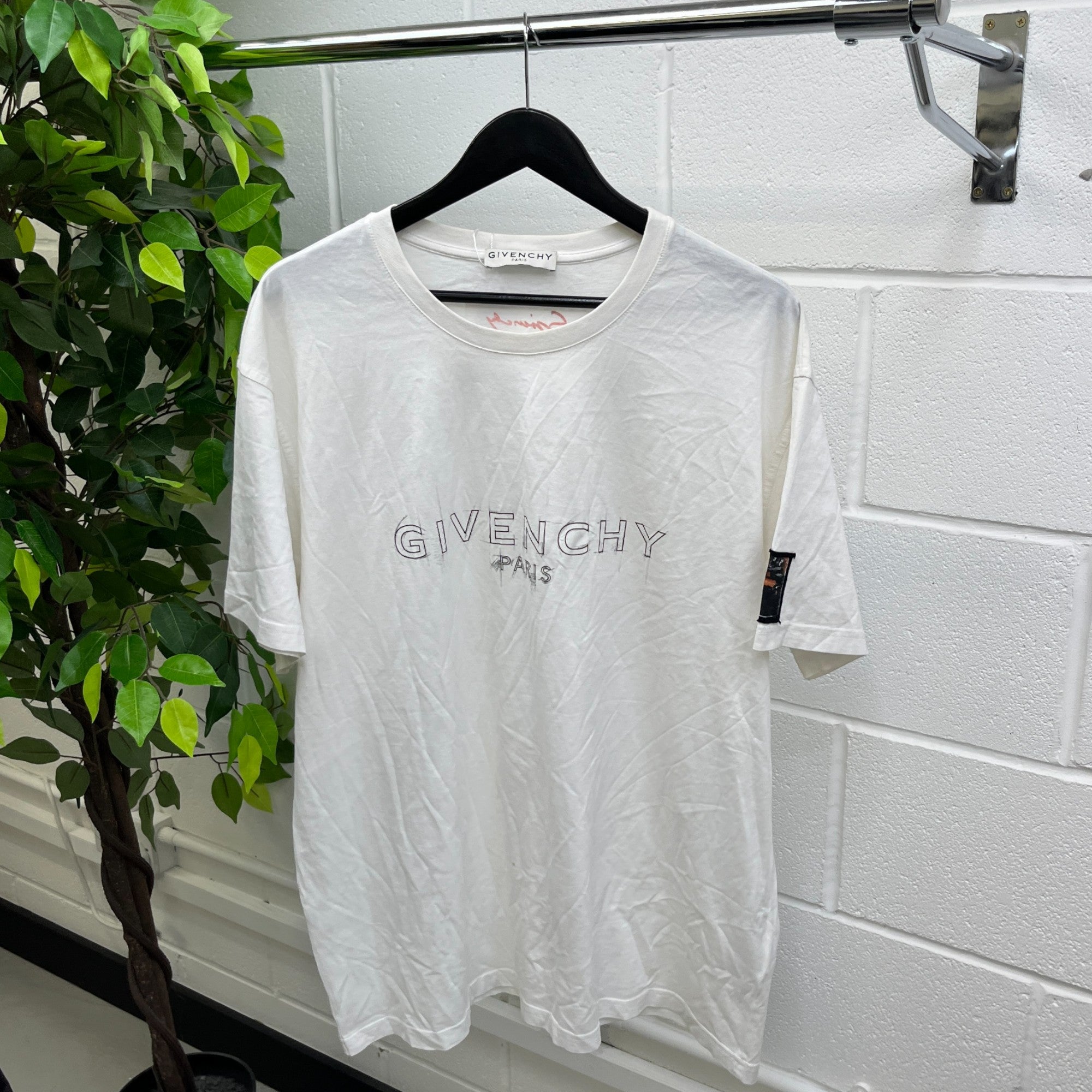 Men's Logo Print T-Shirt White Size XXL