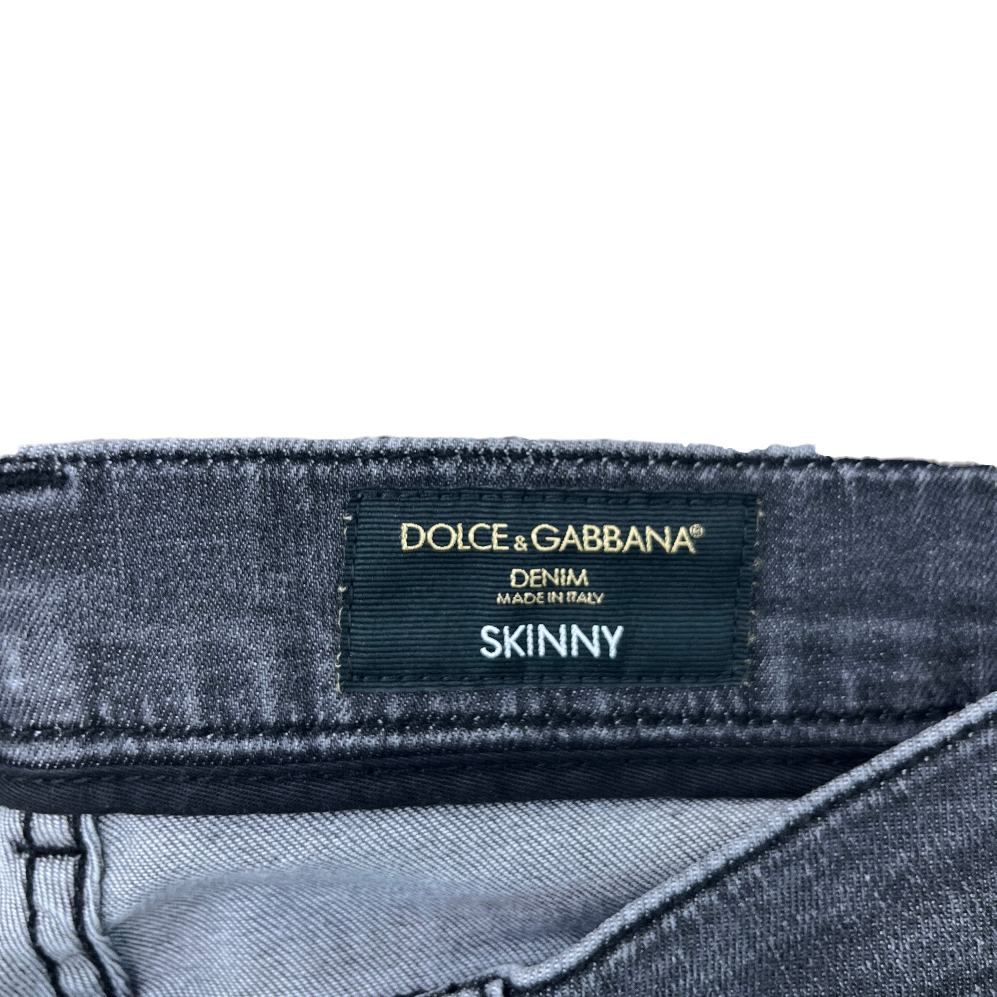 Men's Logo Patch Skinny Jeans Charcoal Size IT 48 / UK 32