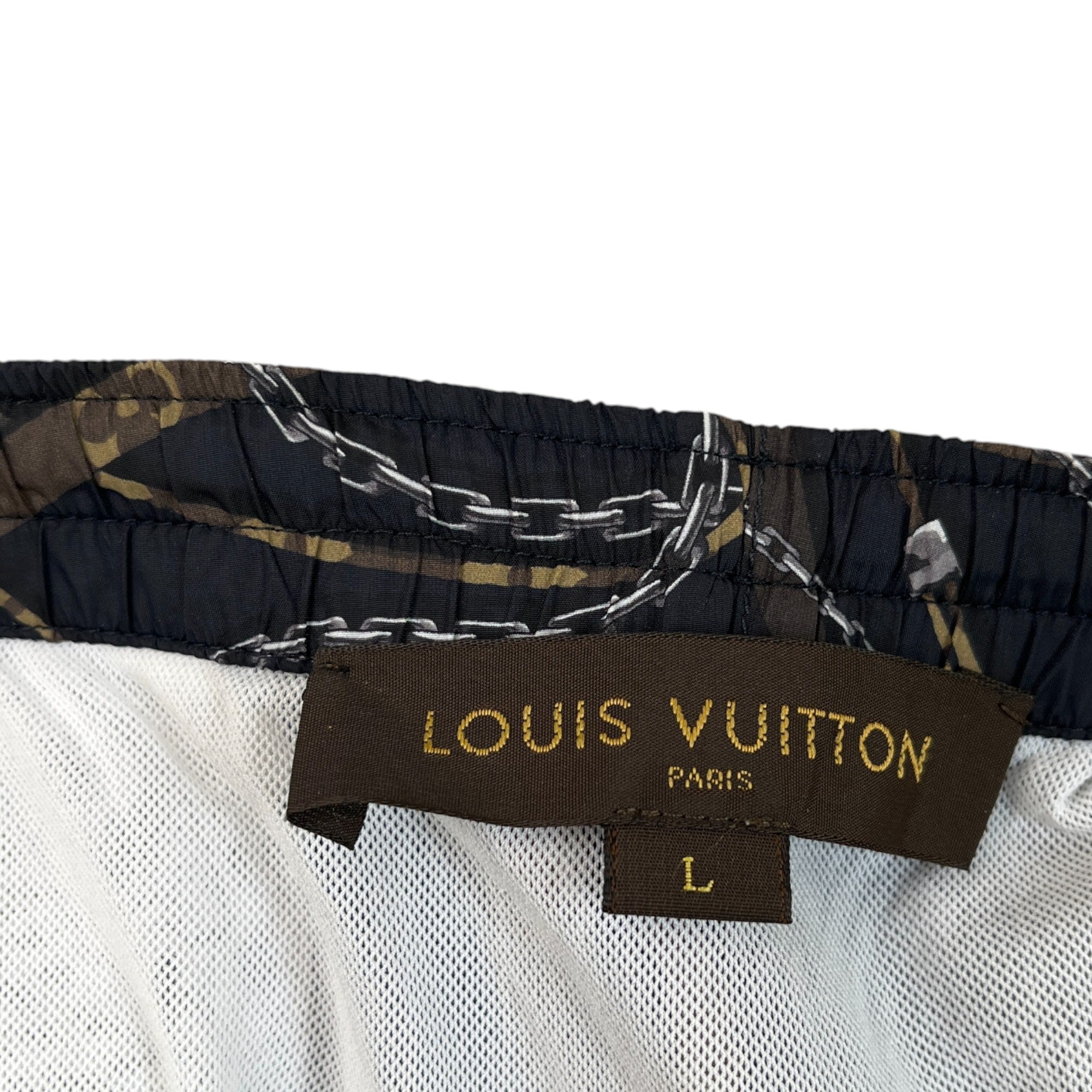 Men's Monogram Chain Print Swim Shorts Grey Size L