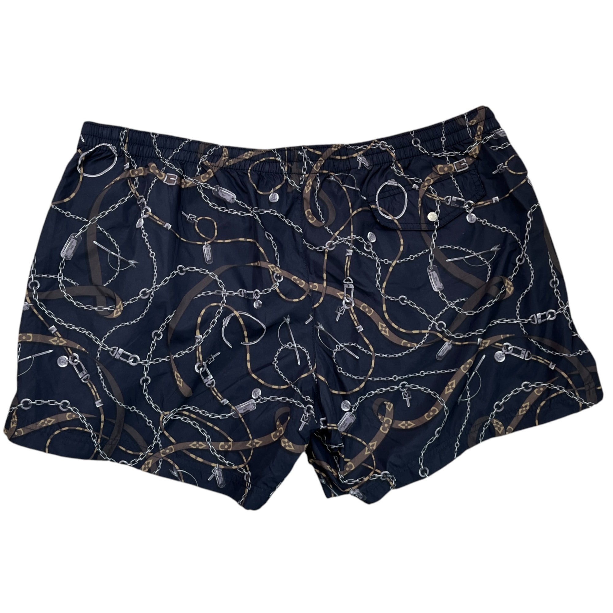 Men's Monogram Chain Print Swim Shorts Grey Size L