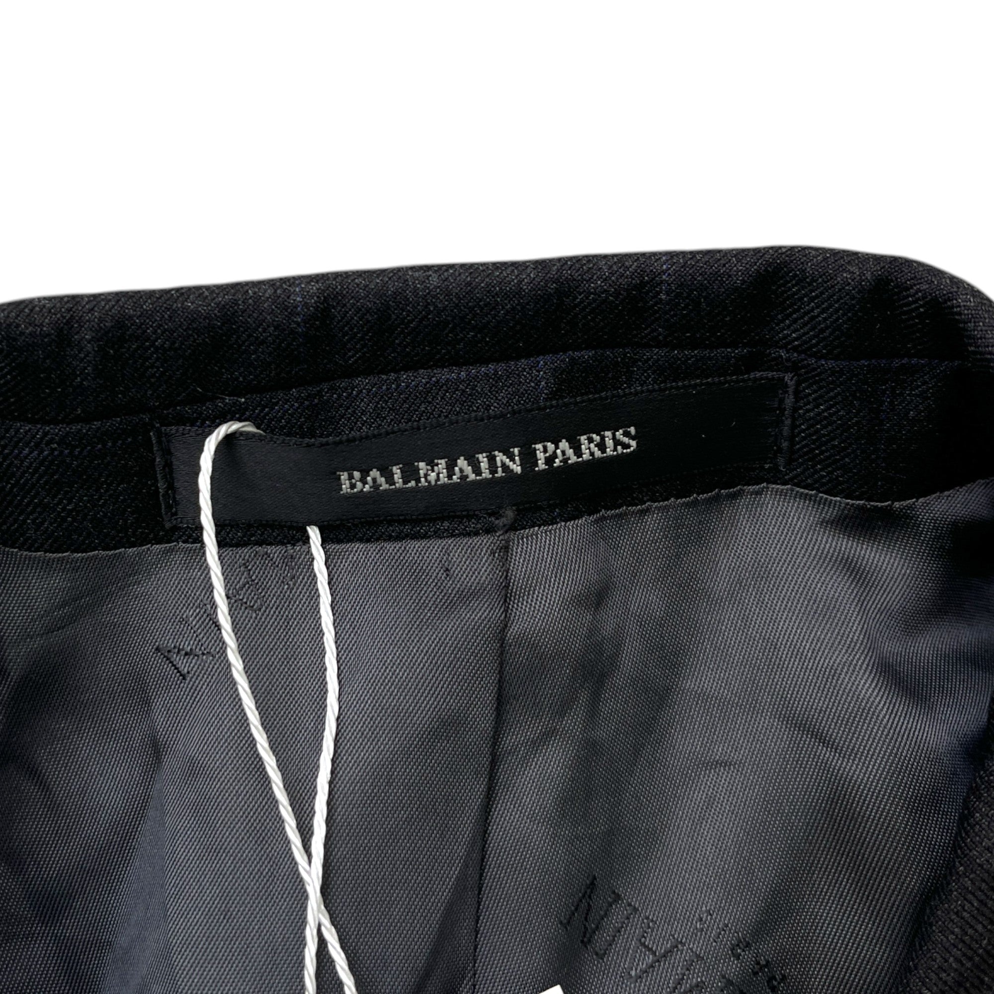 Men's Fine Check Blazer Jacket Black Size L