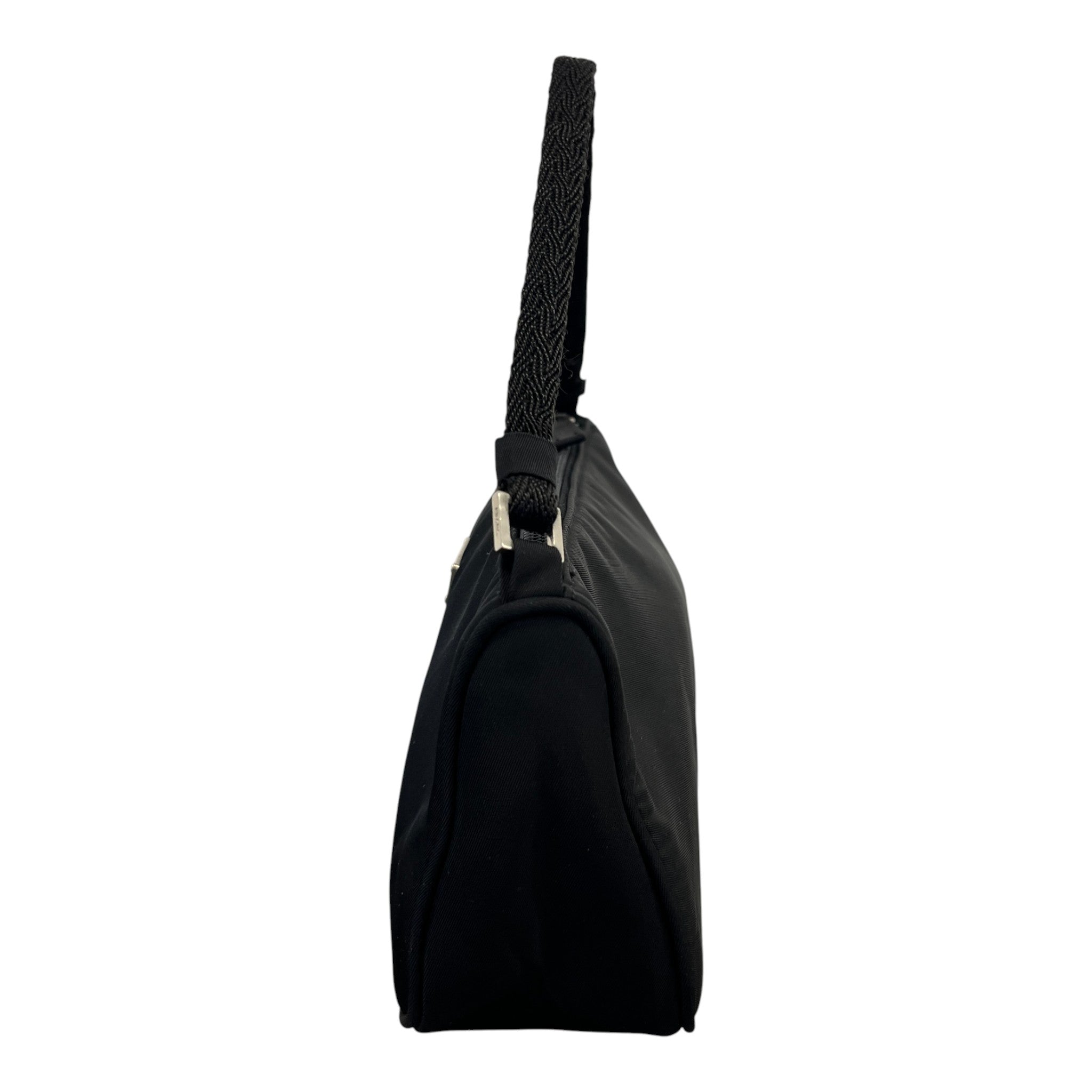 Women's Re-Nylon Plaque Logo Shoulder Bag Black